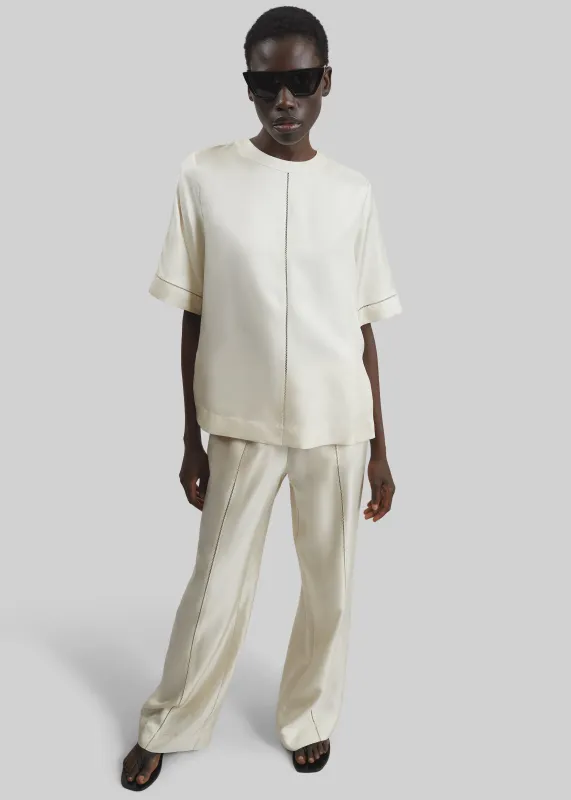 Loulou de Saison Havana Silk Twill Top - Ivory sold by Frankie Shop