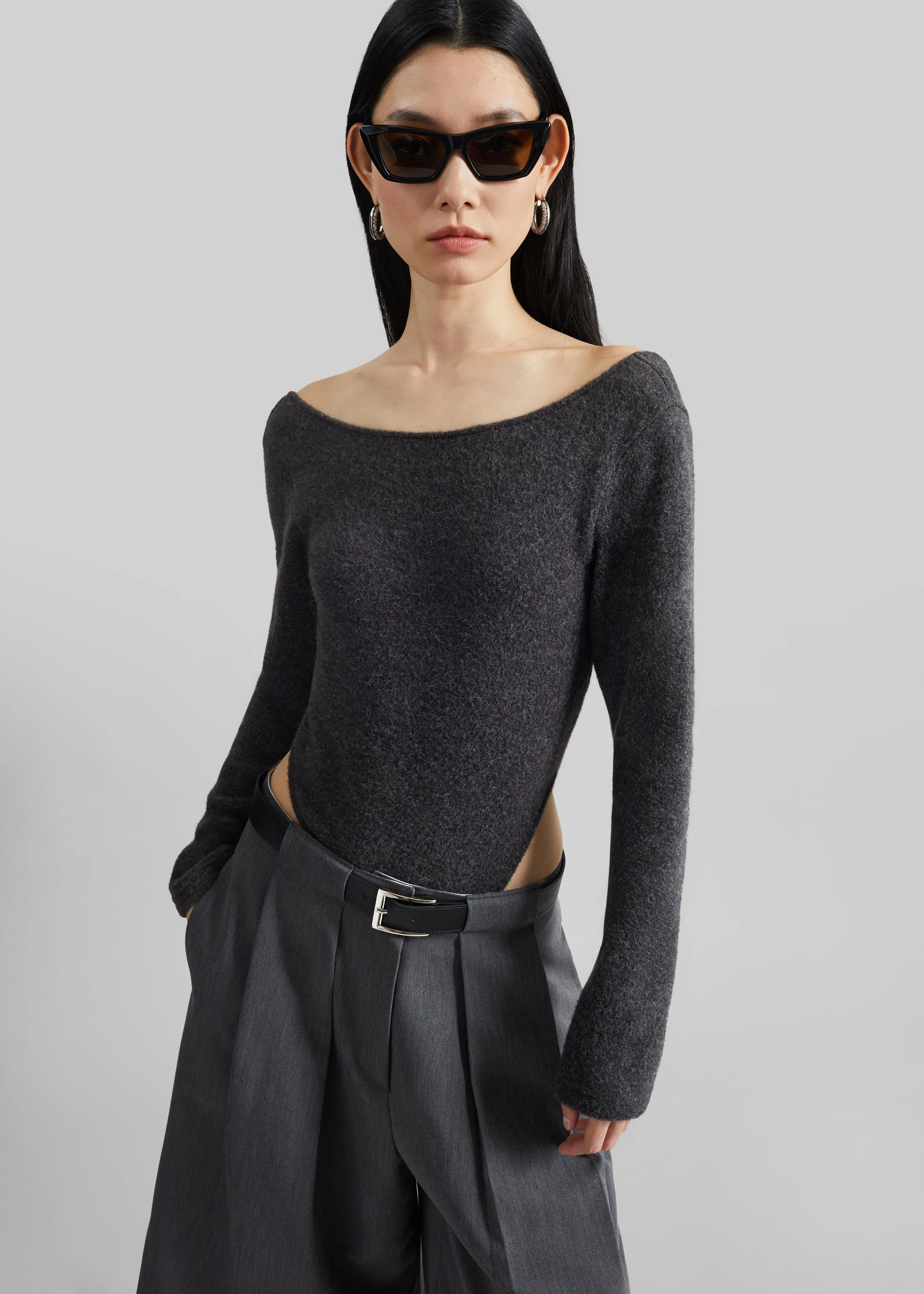 Civray Brushed Knit Bodysuit - Charcoal sold by Frankie Shop