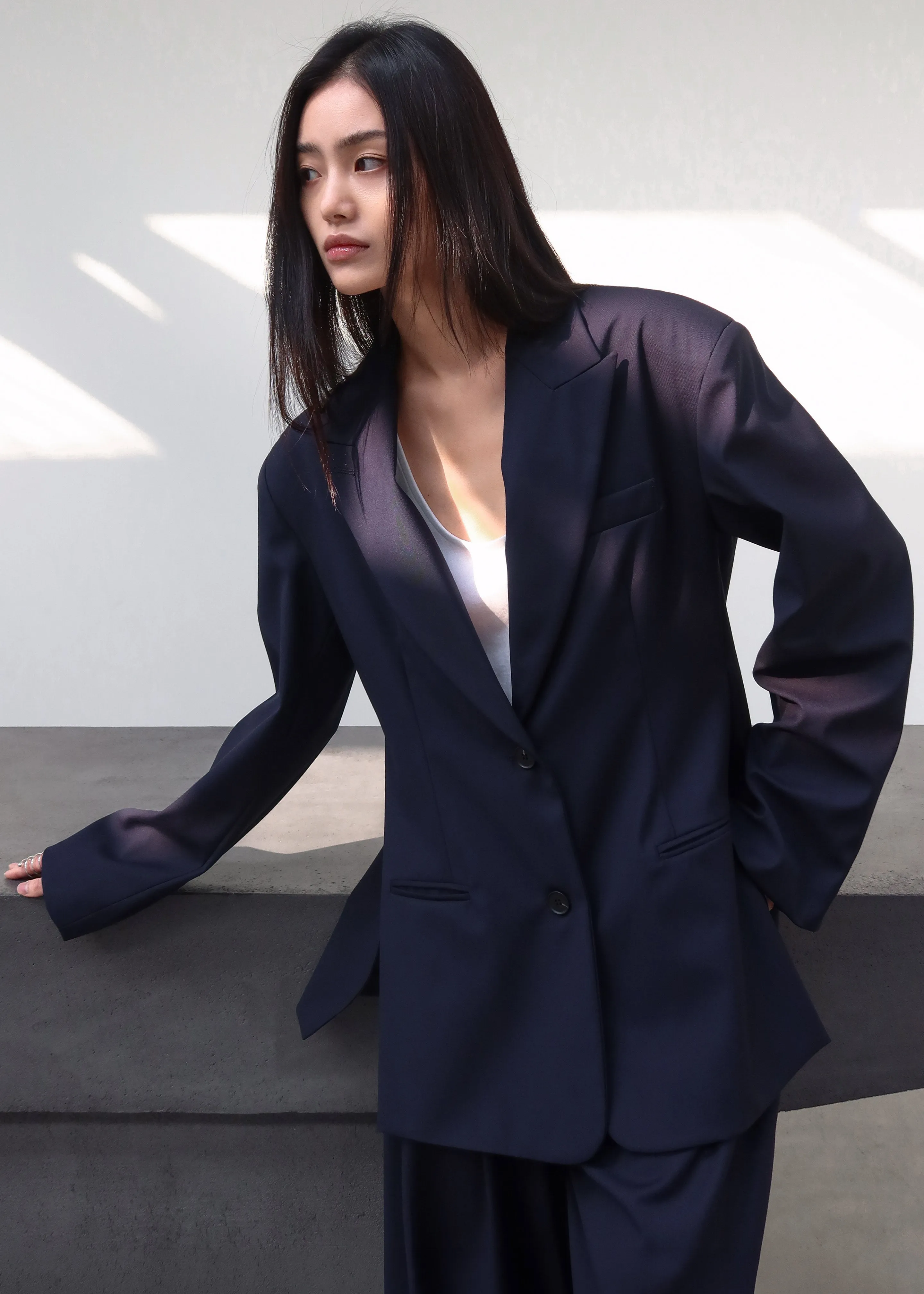 Canmore Double Vent Blazer - Navy sold by Frankie Shop