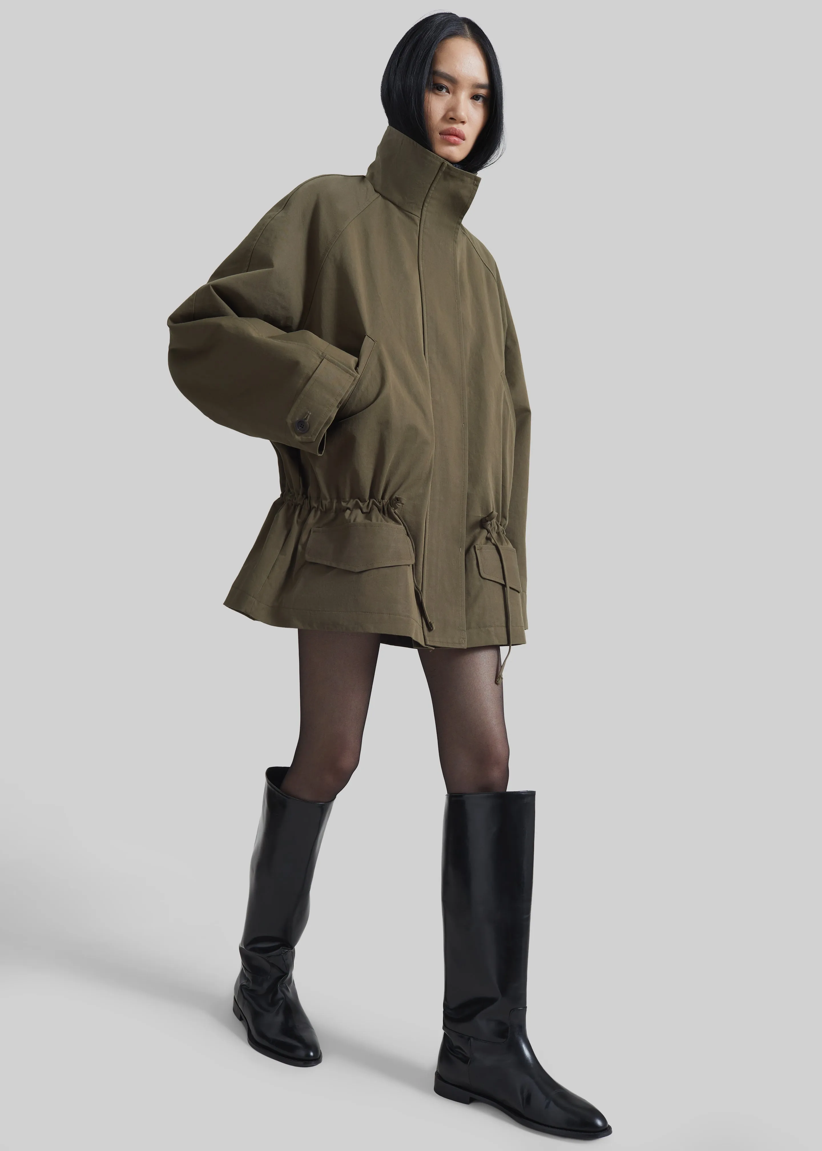 Alesie Drawstring Jacket - Olive Brown sold by Frankie Shop