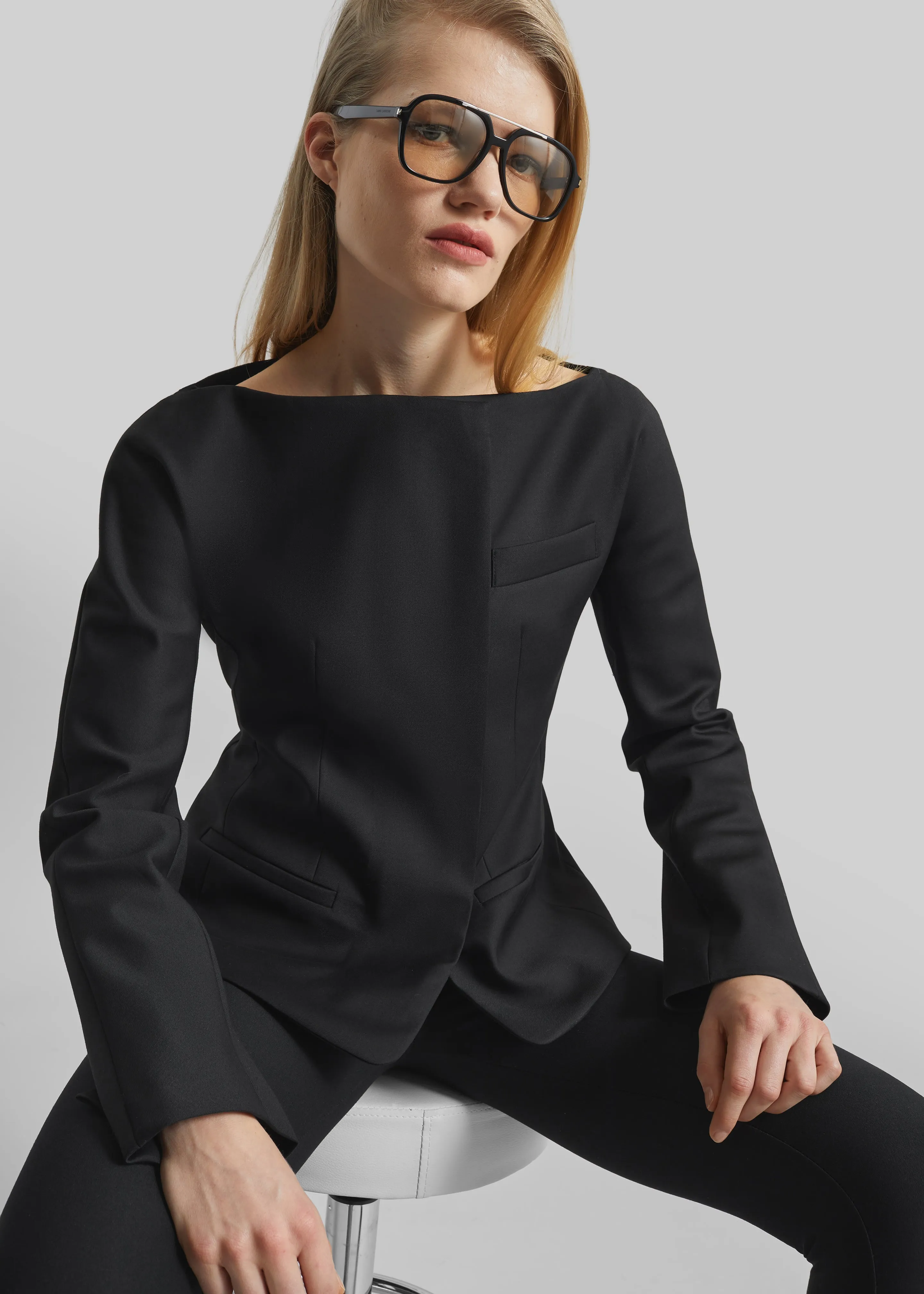 Troense Boatneck Tailored Blazer - Black sold by Frankie Shop