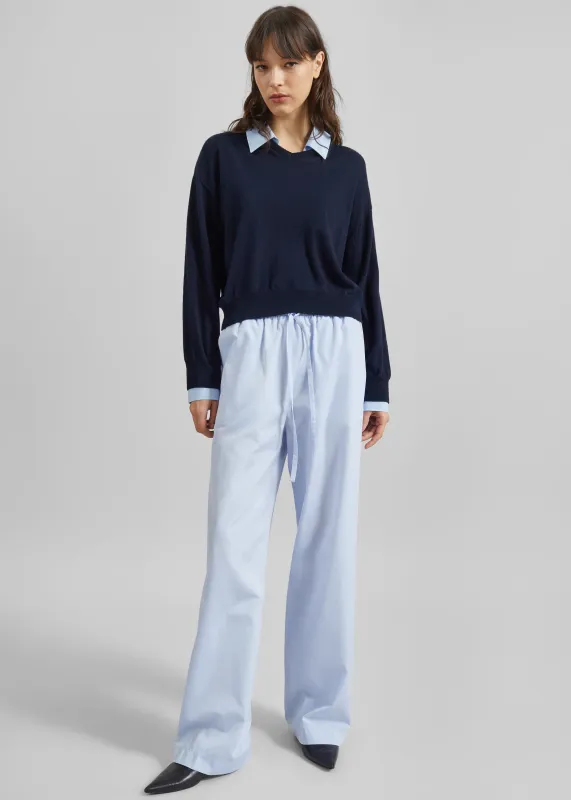 Loulou de Saison Sero Lds Cotton Poplin Trousers - Storm made by Loulou De Saison