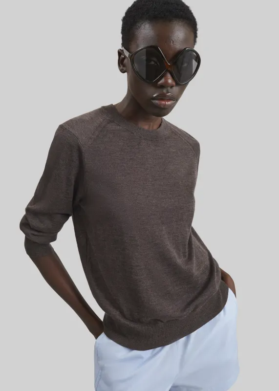 Loulou de Saison Ditto Fluid Cashmere Sweater - Brown Melange made by Loulou De Saison
