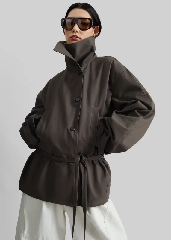 Lahti Belted Short Coat - Brown sold by Frankie Shop