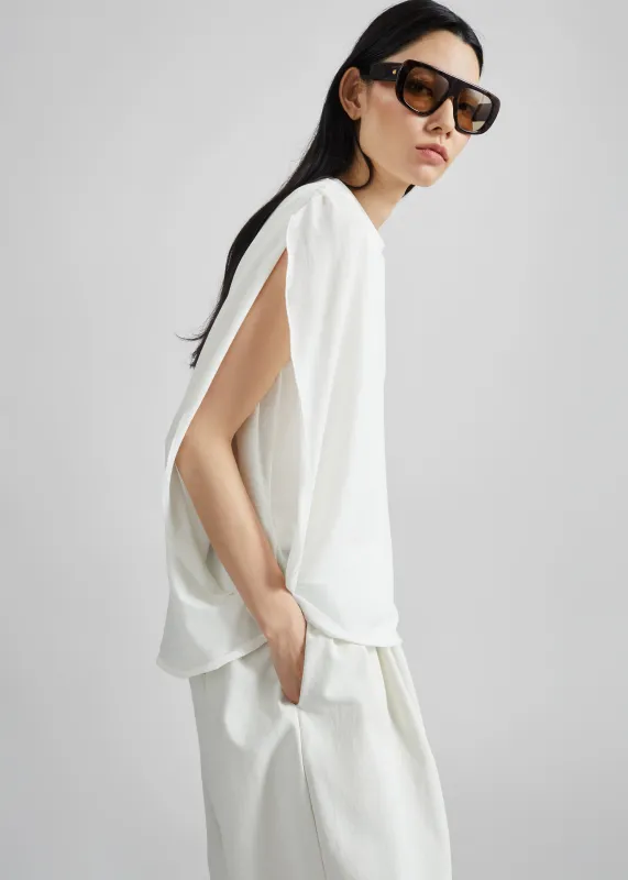 Darkpark Tracy Light Jersey Sleeveless Blouse - White sold by Frankie Shop