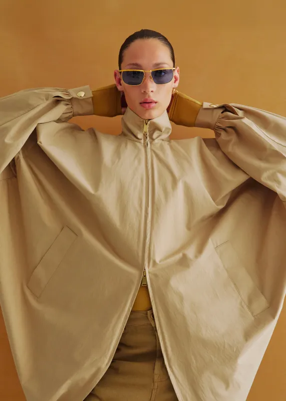 Darkpark Norma Draped Sleeves Bomber Jacket - Beige made by DARKPARK