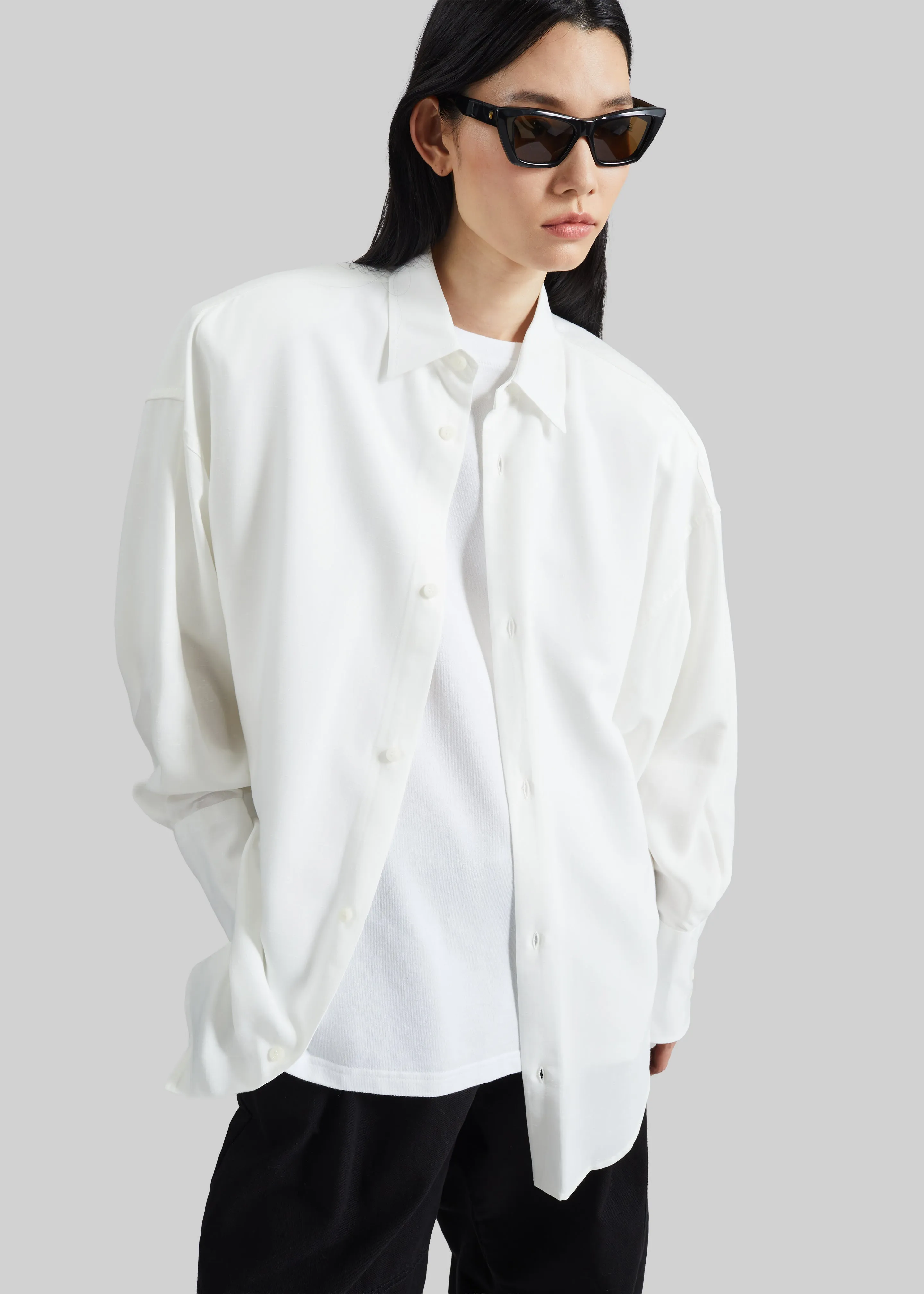 Darkpark Carla Oversize Viscose Gauze Shirt - Sugar White sold by Frankie Shop product image thumbnail 4
