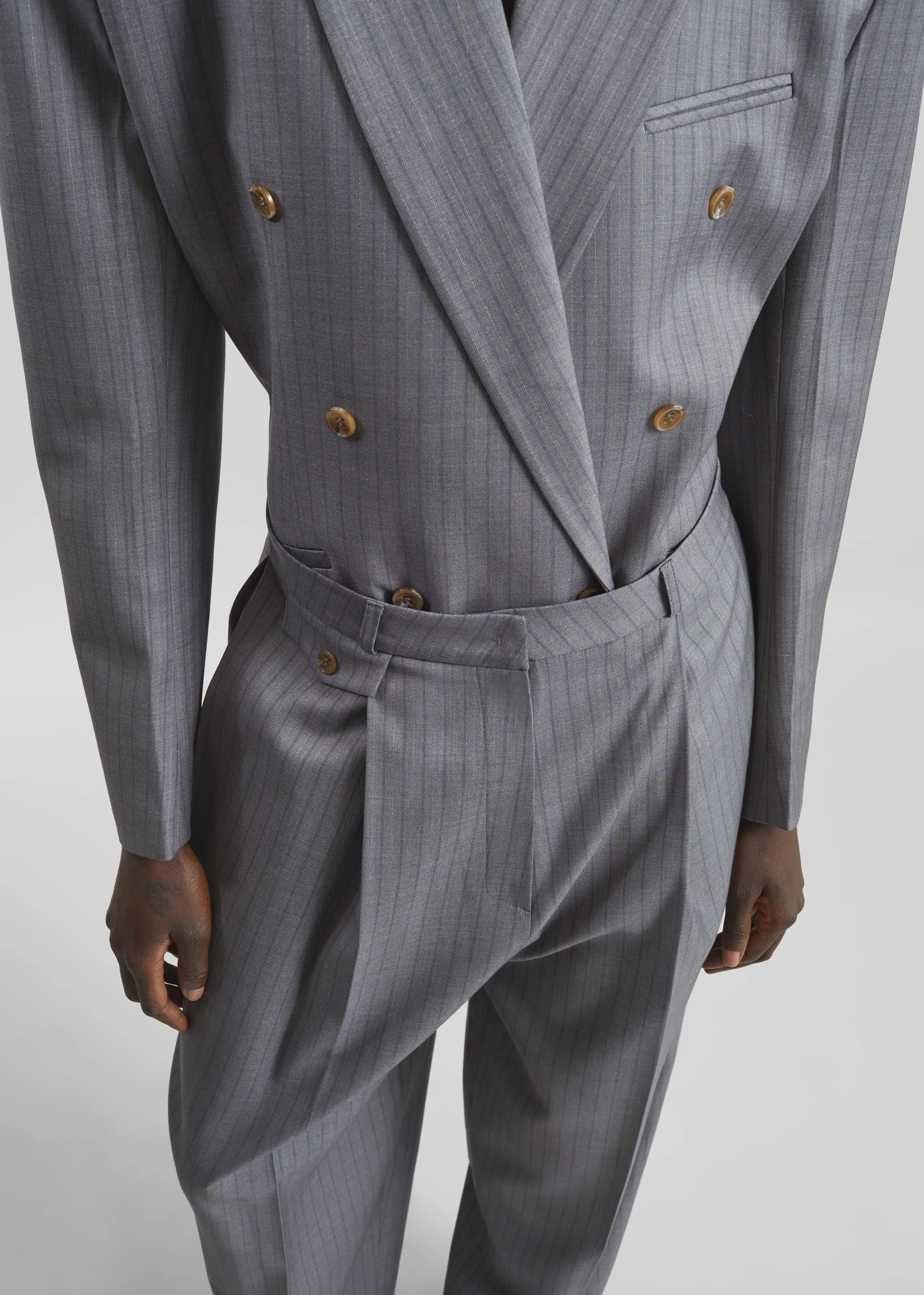 Helmond Pleated Trousers - Grey Multi Stripe sold by Frankie Shop product image thumbnail 2