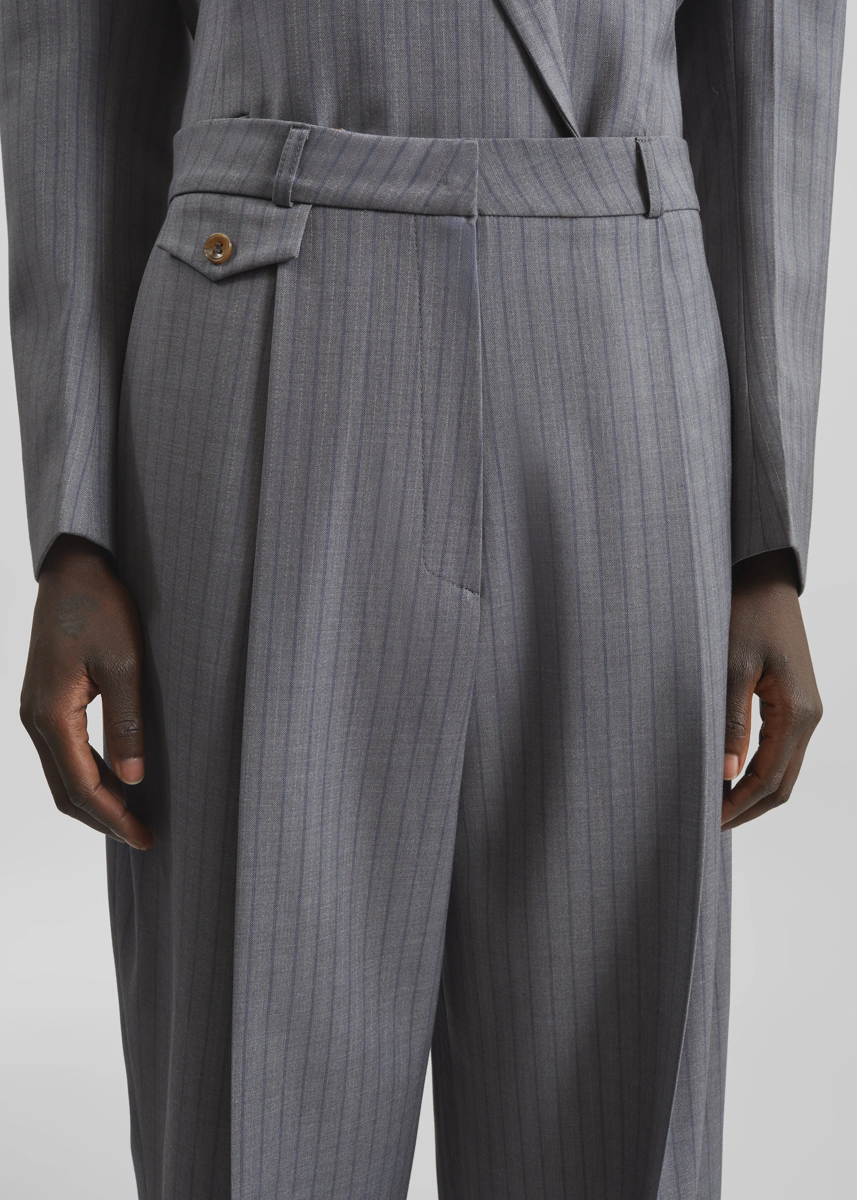 Helmond Pleated Trousers - Grey Multi Stripe sold by Frankie Shop product image thumbnail 3