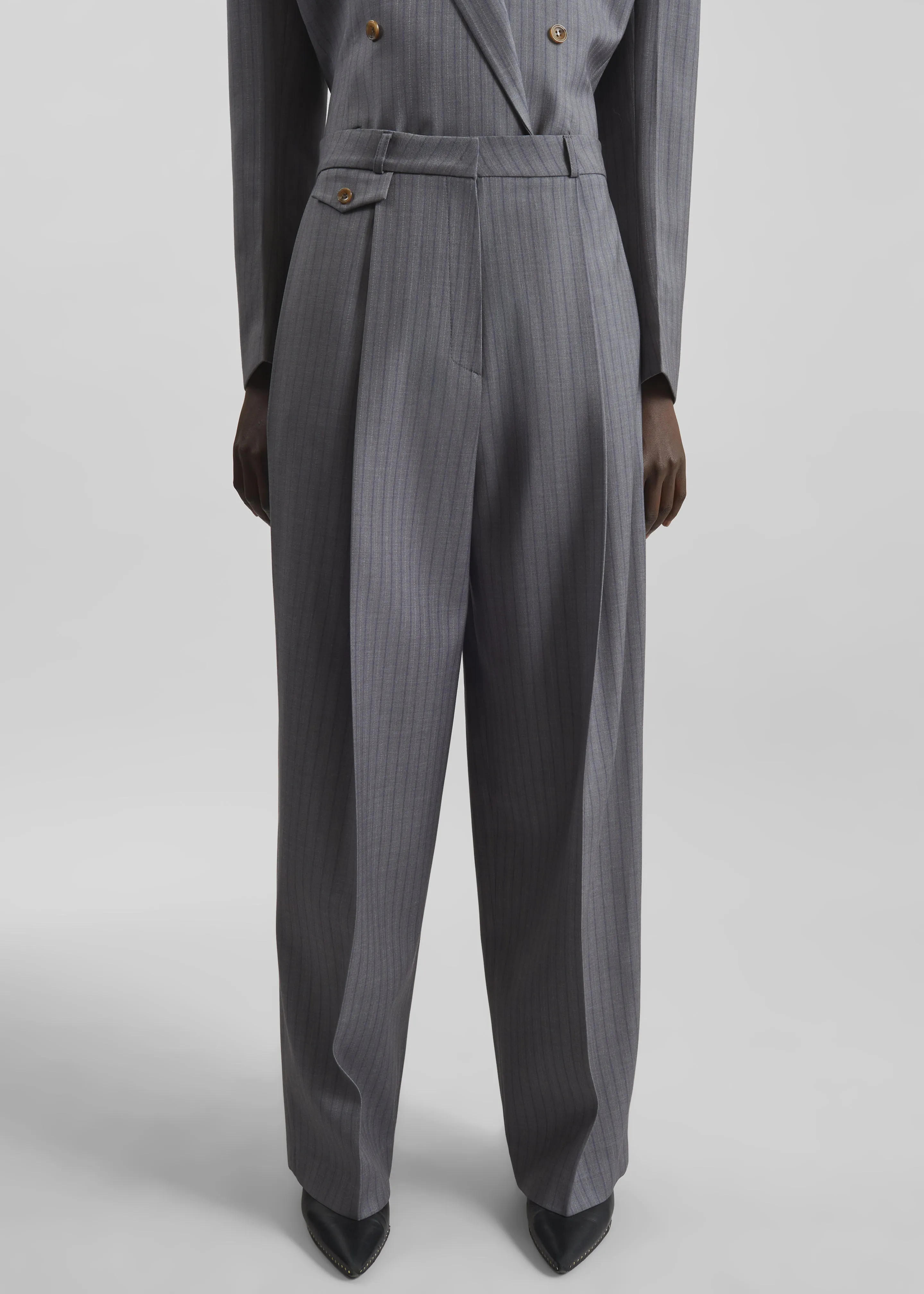 Helmond Pleated Trousers - Grey Multi Stripe sold by Frankie Shop product image thumbnail 5