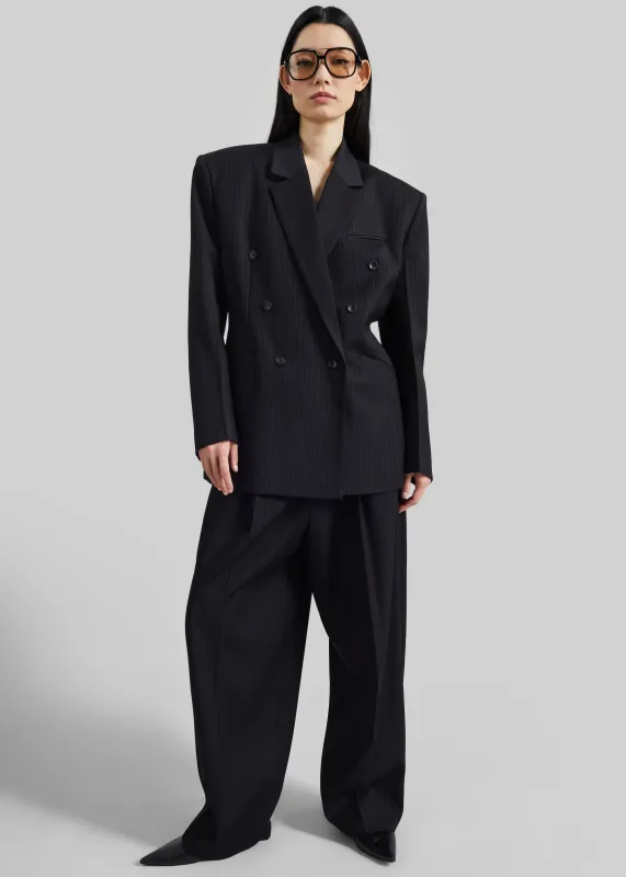 Helmond Double-Breasted Blazer - Black Multi Stripe made by Frankie Shop