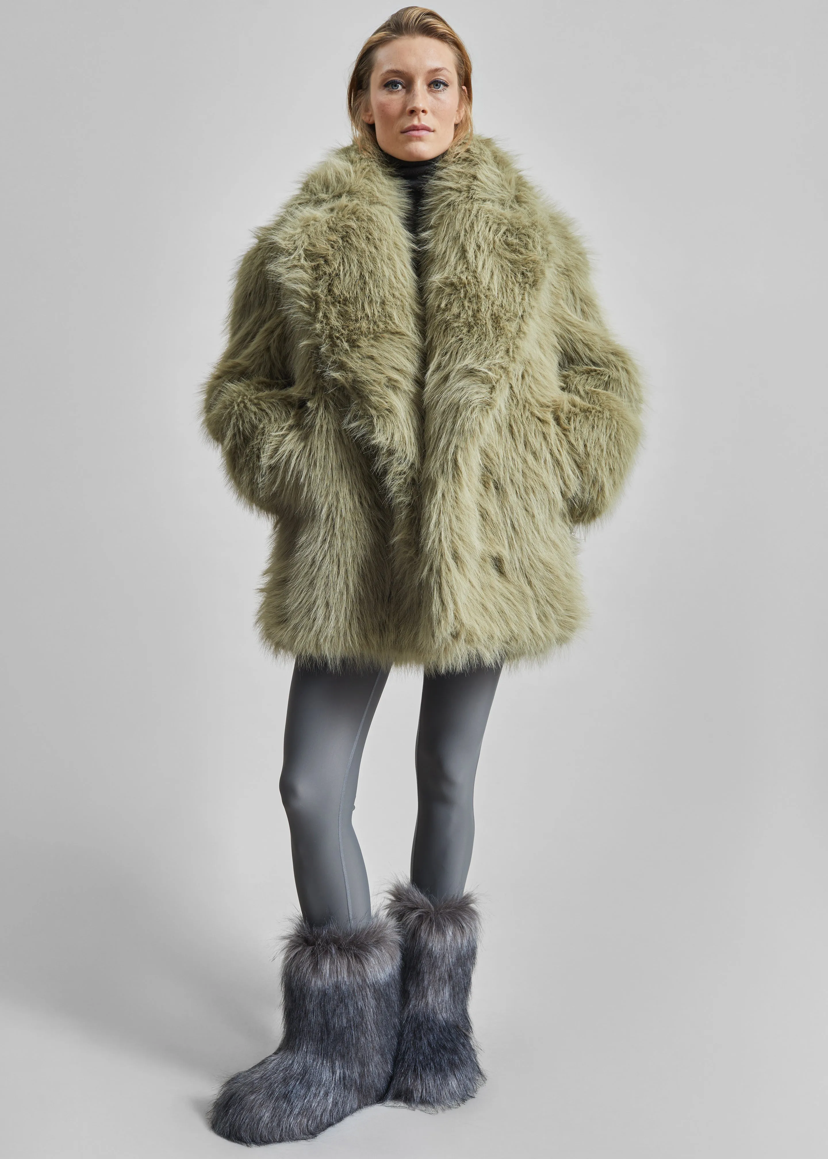 Liza Short Faux Fur Coat - Sage sold by Frankie Shop product image thumbnail 4