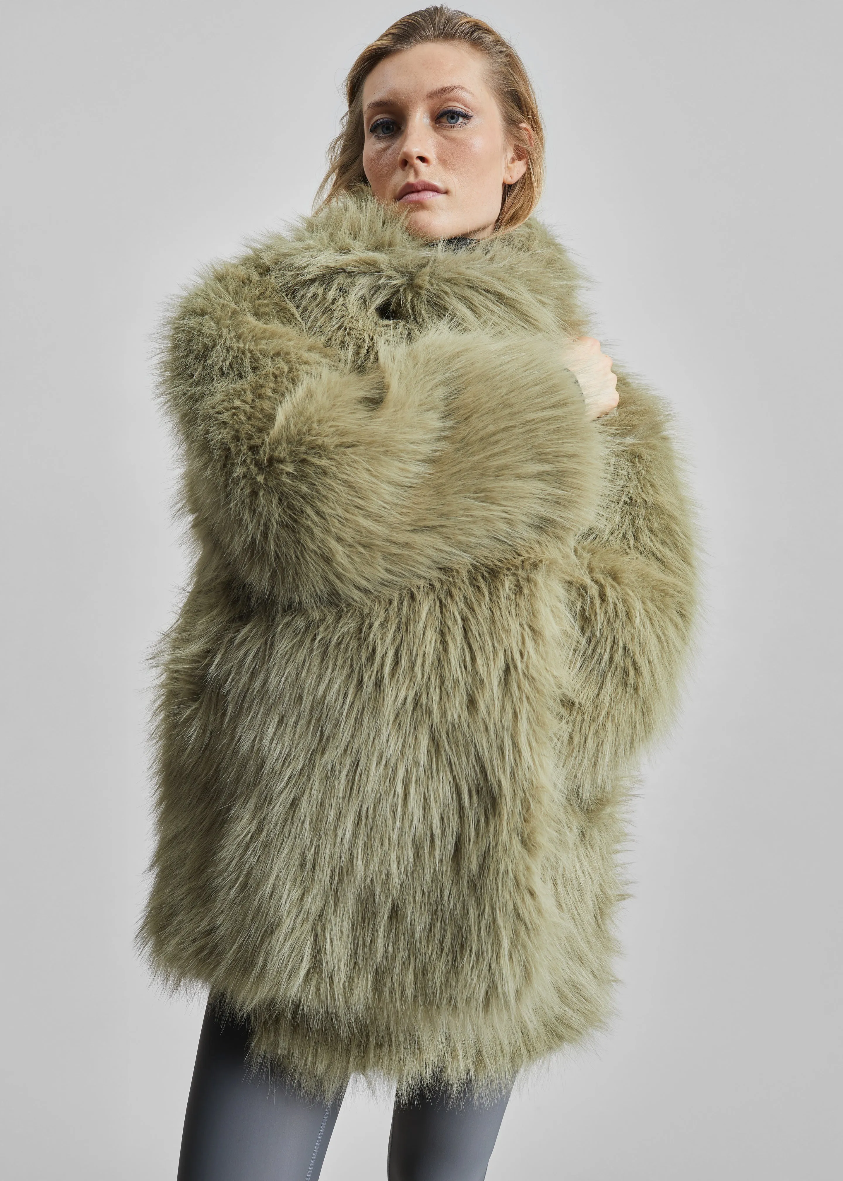 Liza Short Faux Fur Coat - Sage sold by Frankie Shop product image thumbnail 5