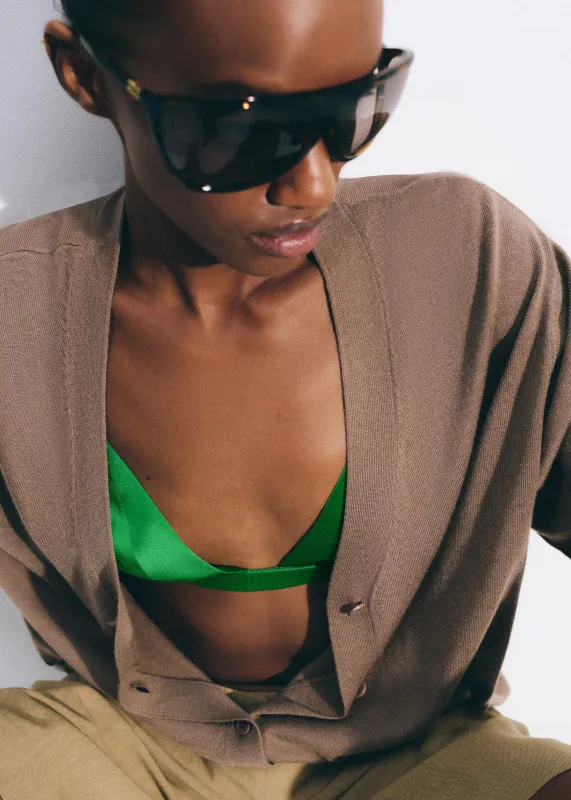 Zina V-Neck Cardigan - Mocha made by Frankie Shop