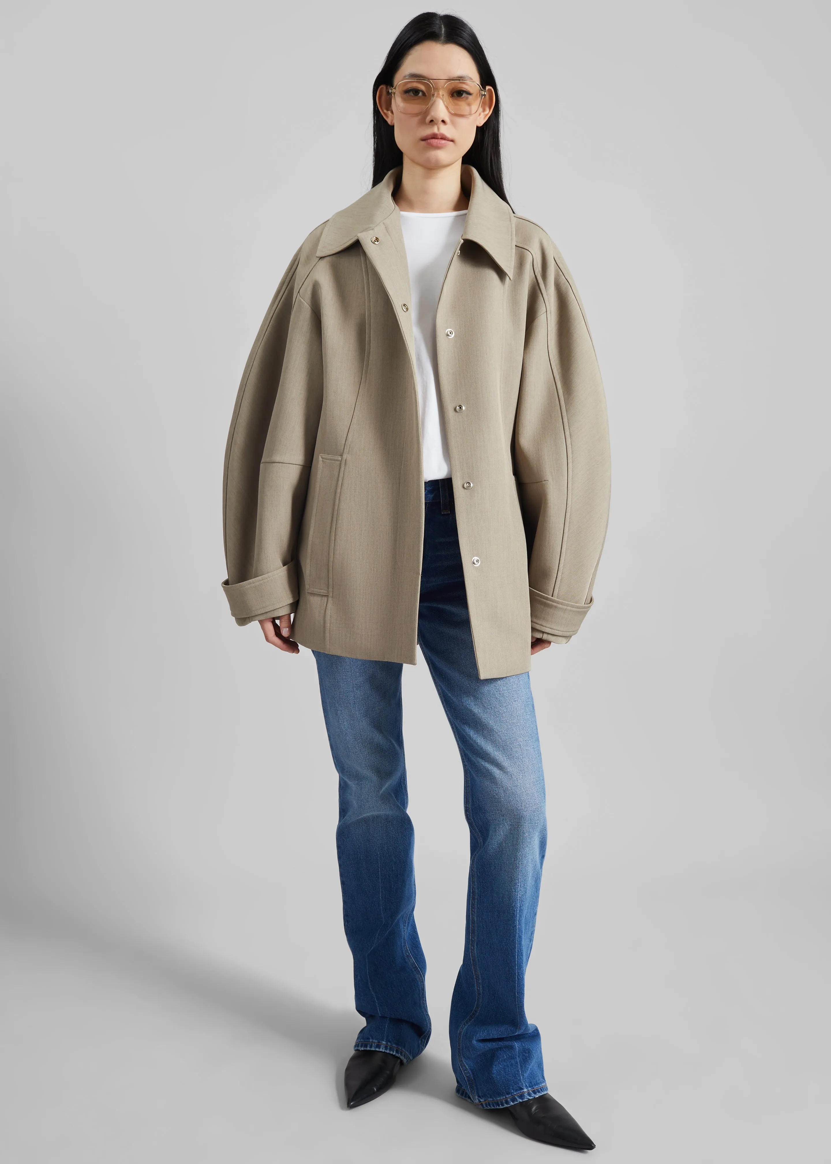 Venlo Curve Sleeve Belted Jacket - Beige sold by Frankie Shop product image thumbnail 3