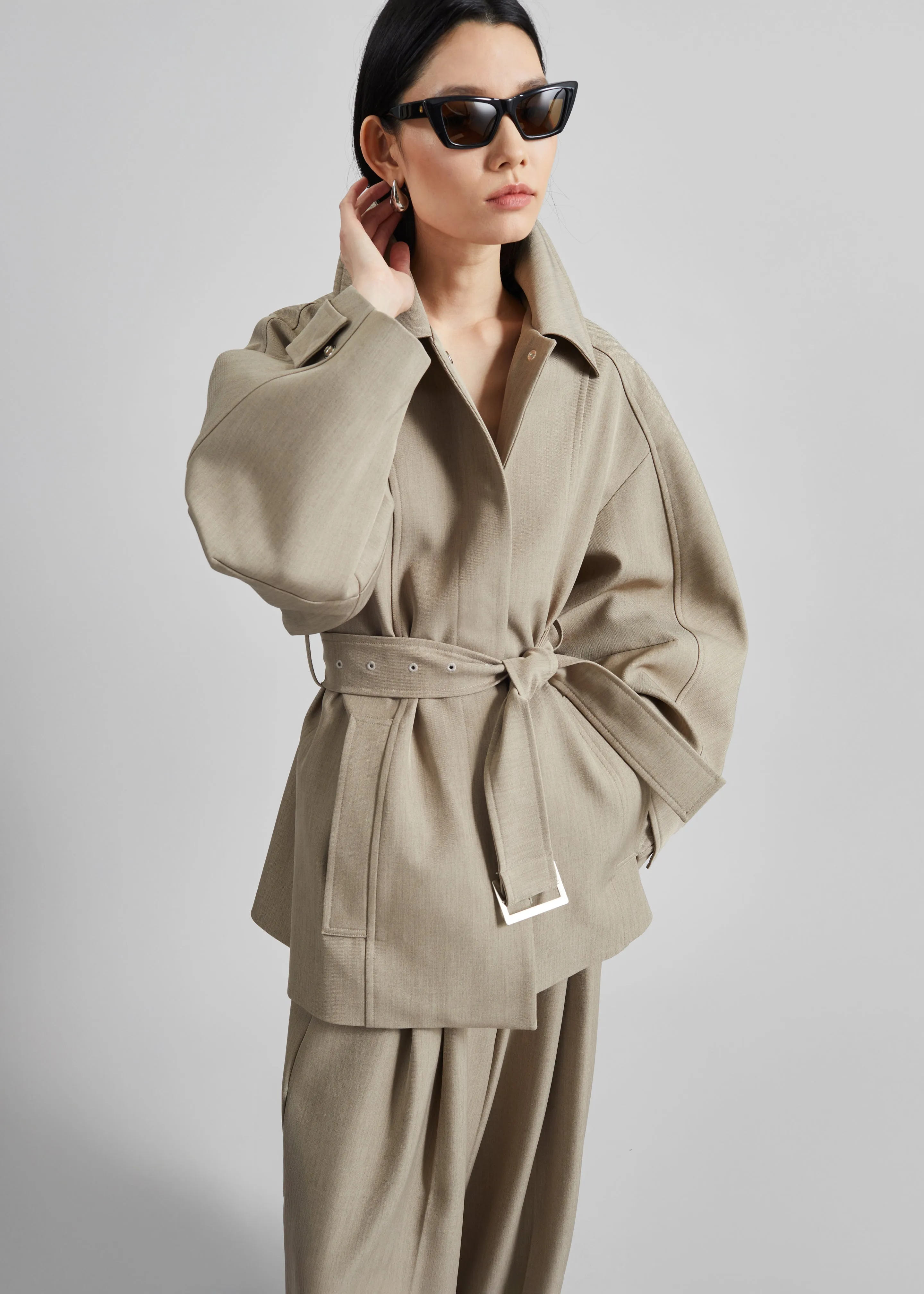 Venlo Curve Sleeve Belted Jacket - Beige sold by Frankie Shop product image thumbnail 5