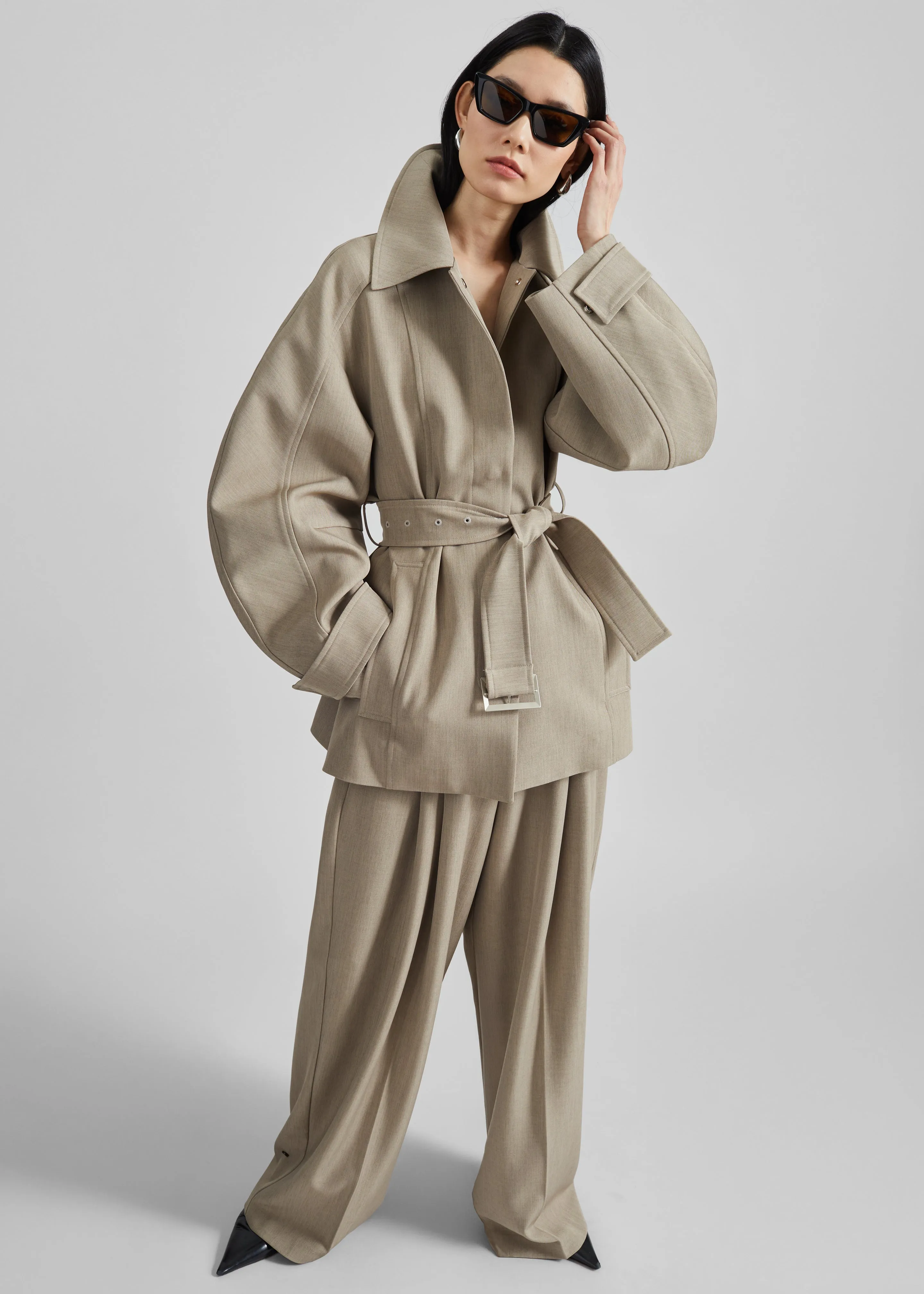 Venlo Pleated Trousers - Beige sold by Frankie Shop product image thumbnail 3