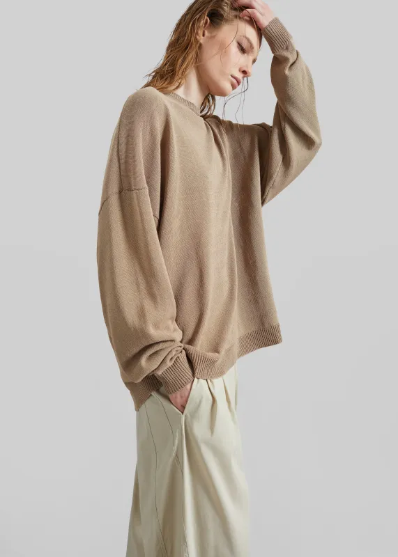 Basel Crew Neck Sweater - Beige made by Frankie Shop