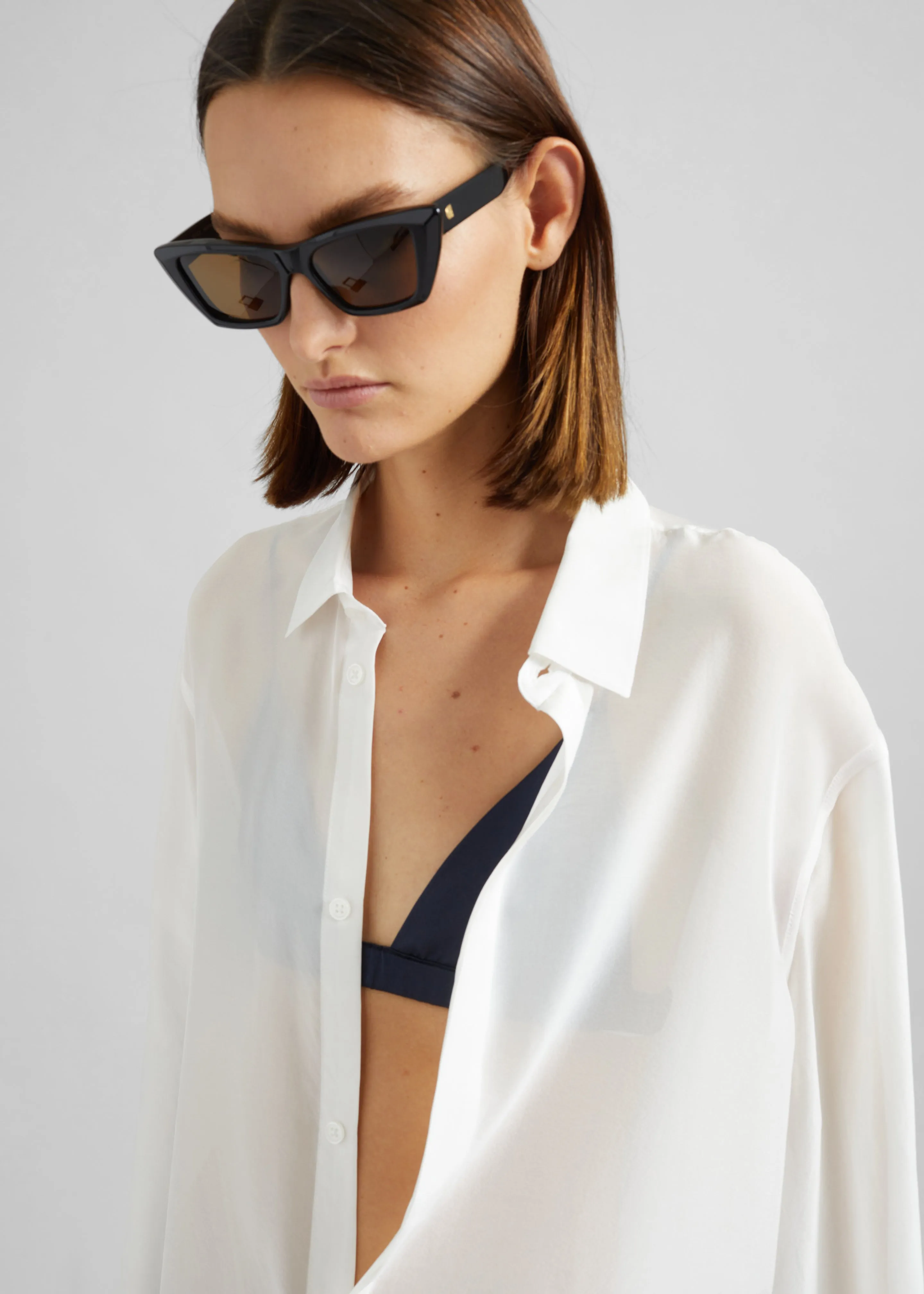 Verlin Sheer Chiffon Tie Cuff Shirt - White sold by Frankie Shop product image thumbnail 5