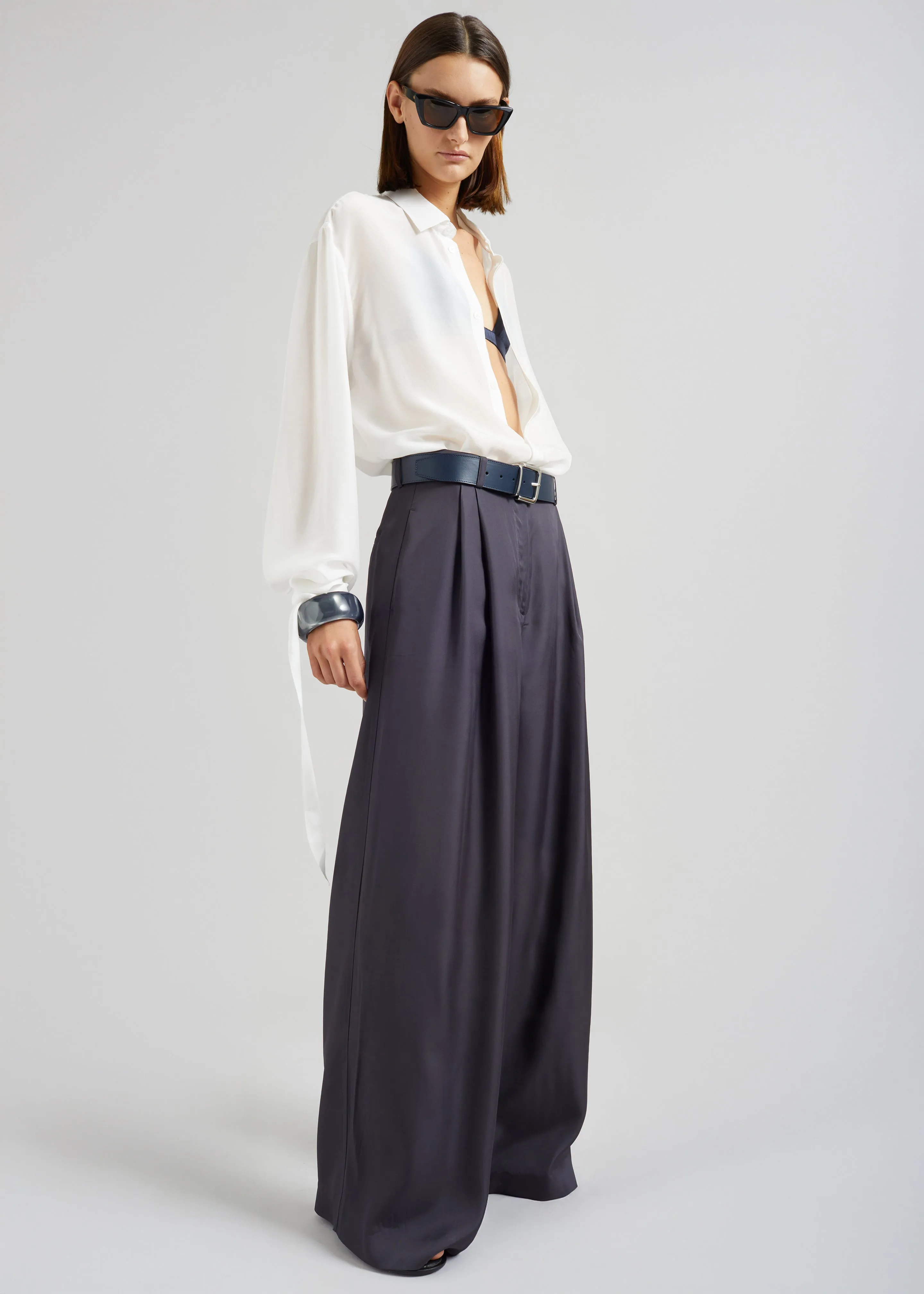 Verlin Sheer Chiffon Tie Cuff Shirt - White sold by Frankie Shop product image thumbnail 4