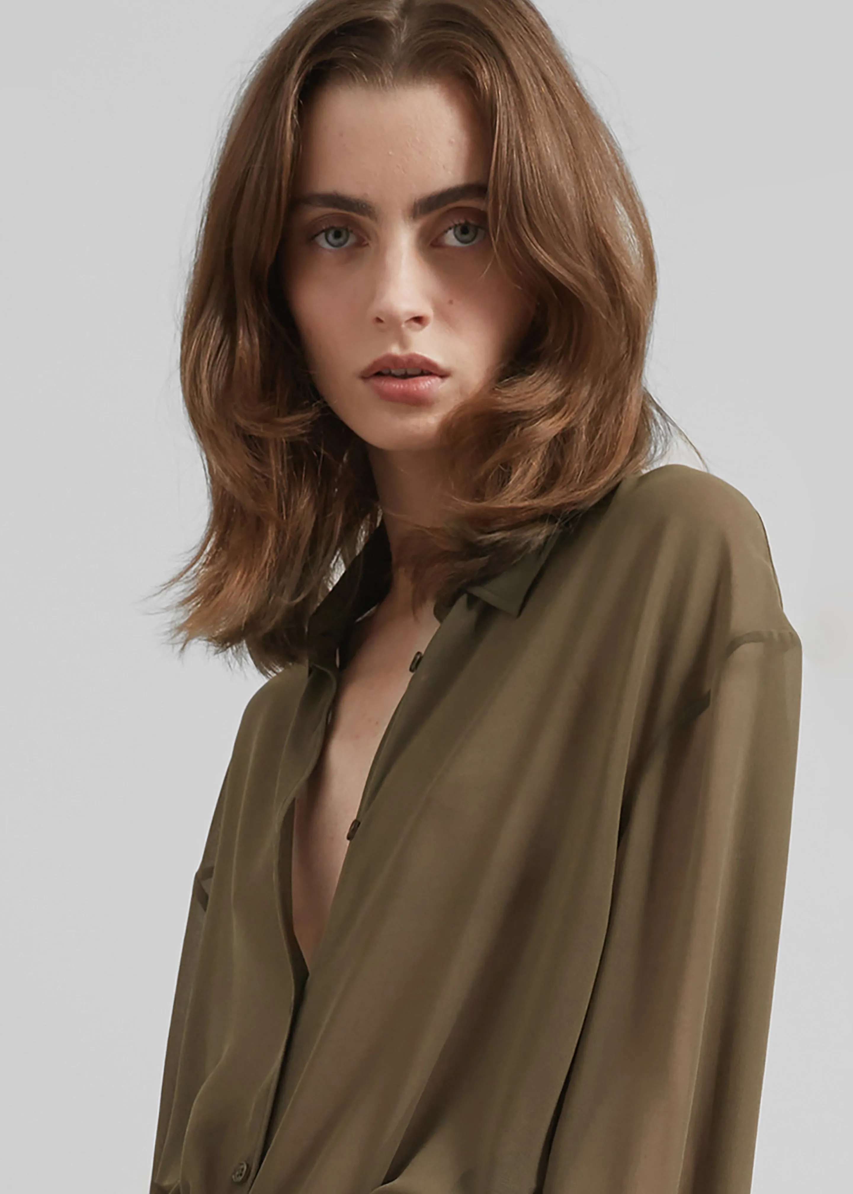 Peri Georgette Shirt - Khaki sold by Frankie Shop product image thumbnail 3