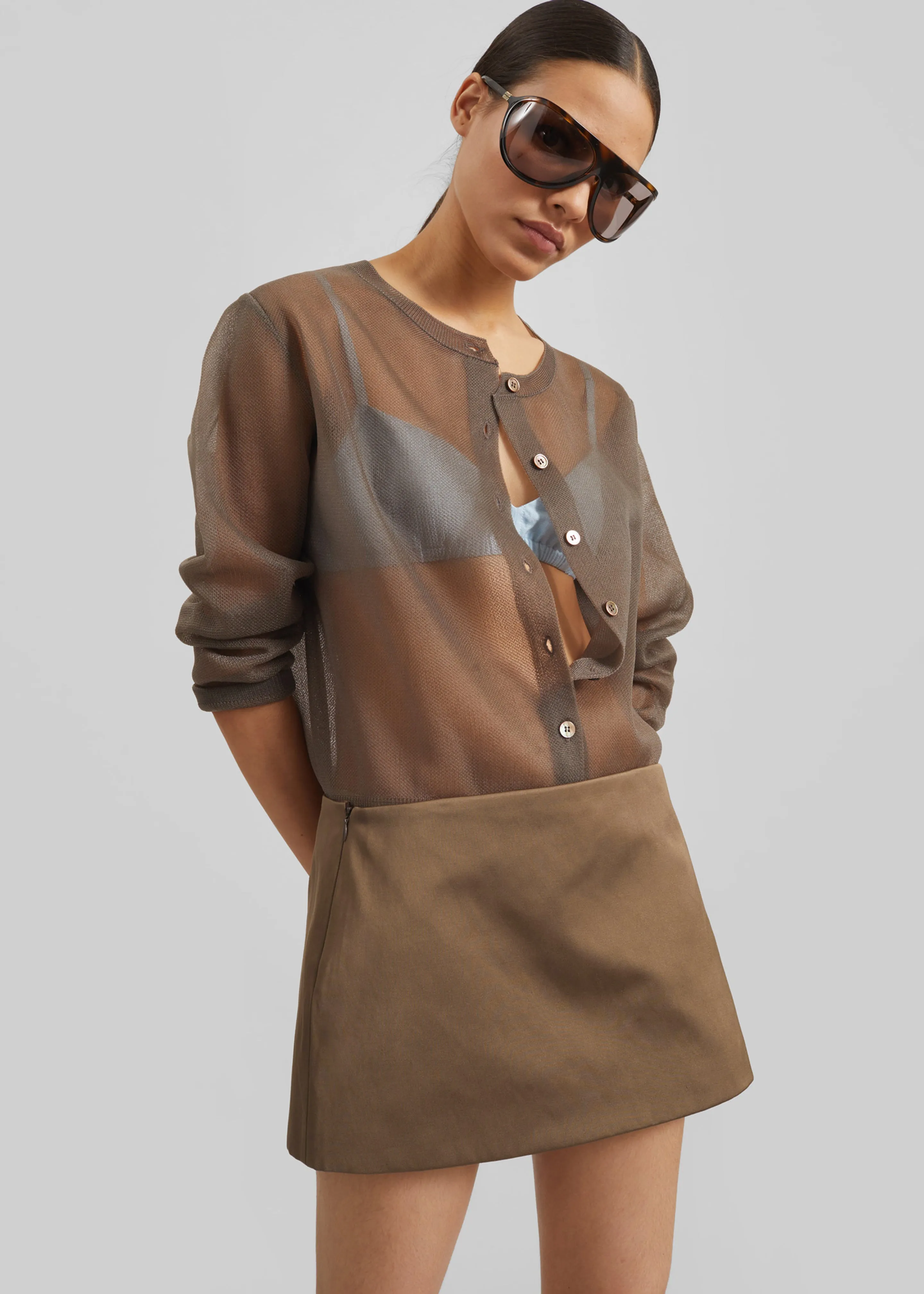 Hera Satin Mini Skirt - Brown sold by Frankie Shop product image thumbnail 5