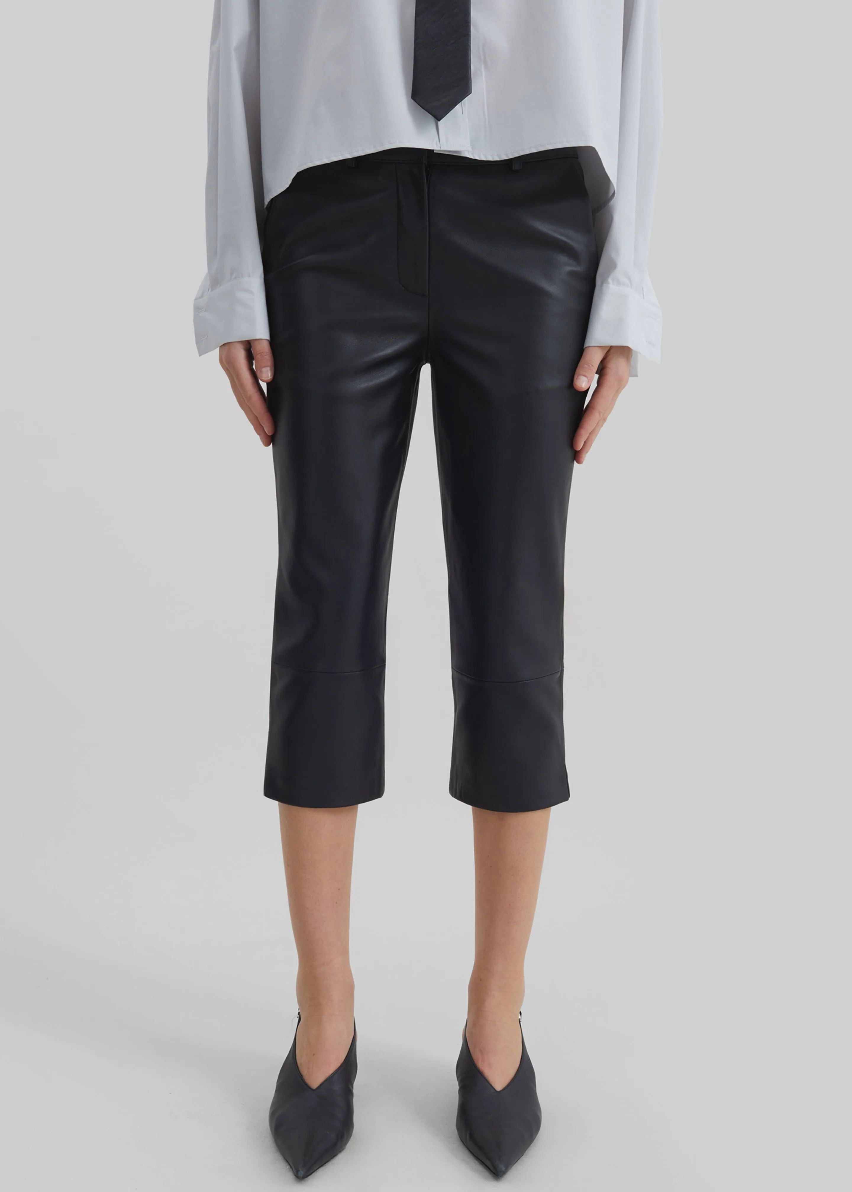 Lior Leather Capri Pants - Black sold by Frankie Shop