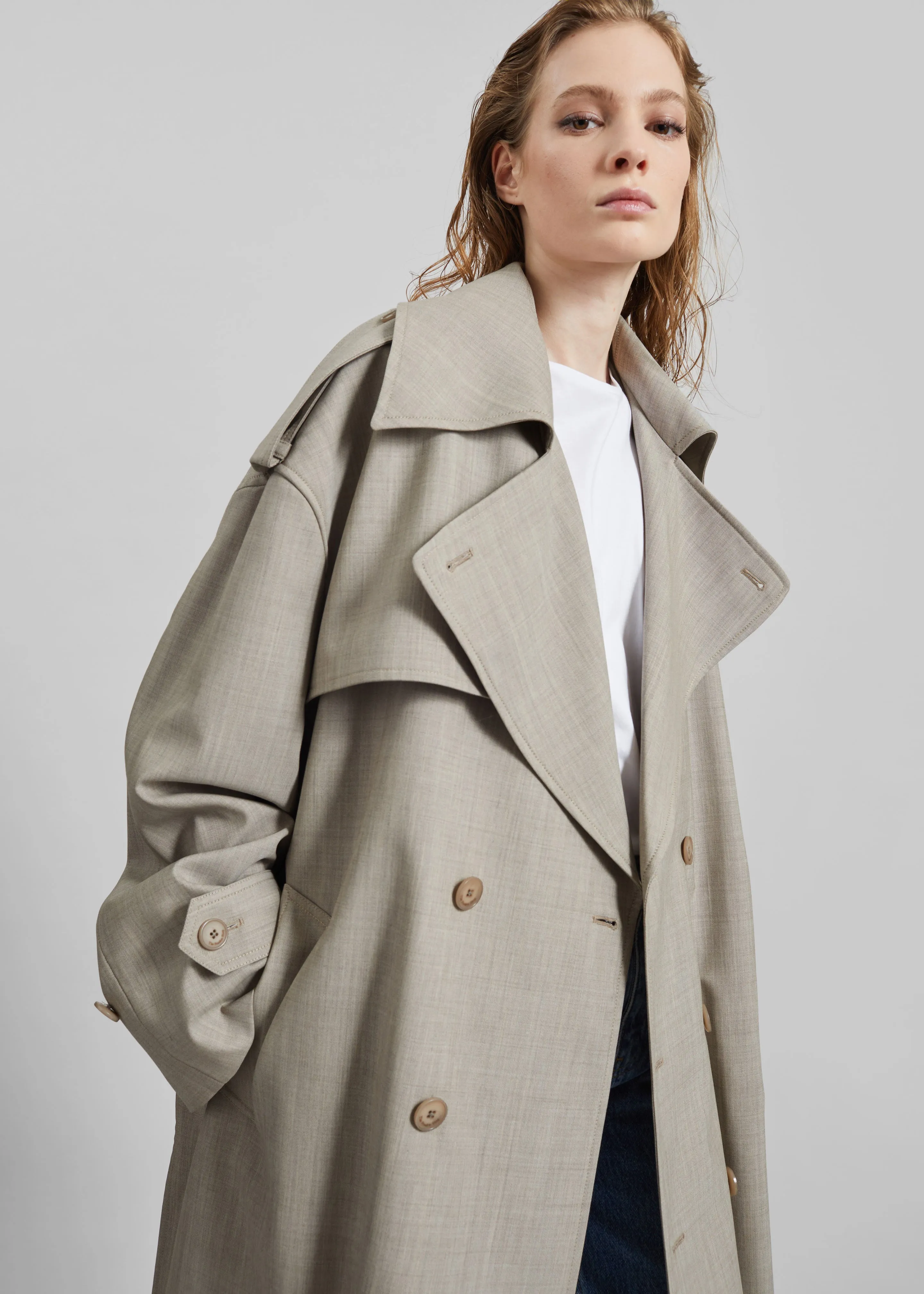 Dursley Oversized Trench Coat - Beige Melange sold by Frankie Shop product image thumbnail 2