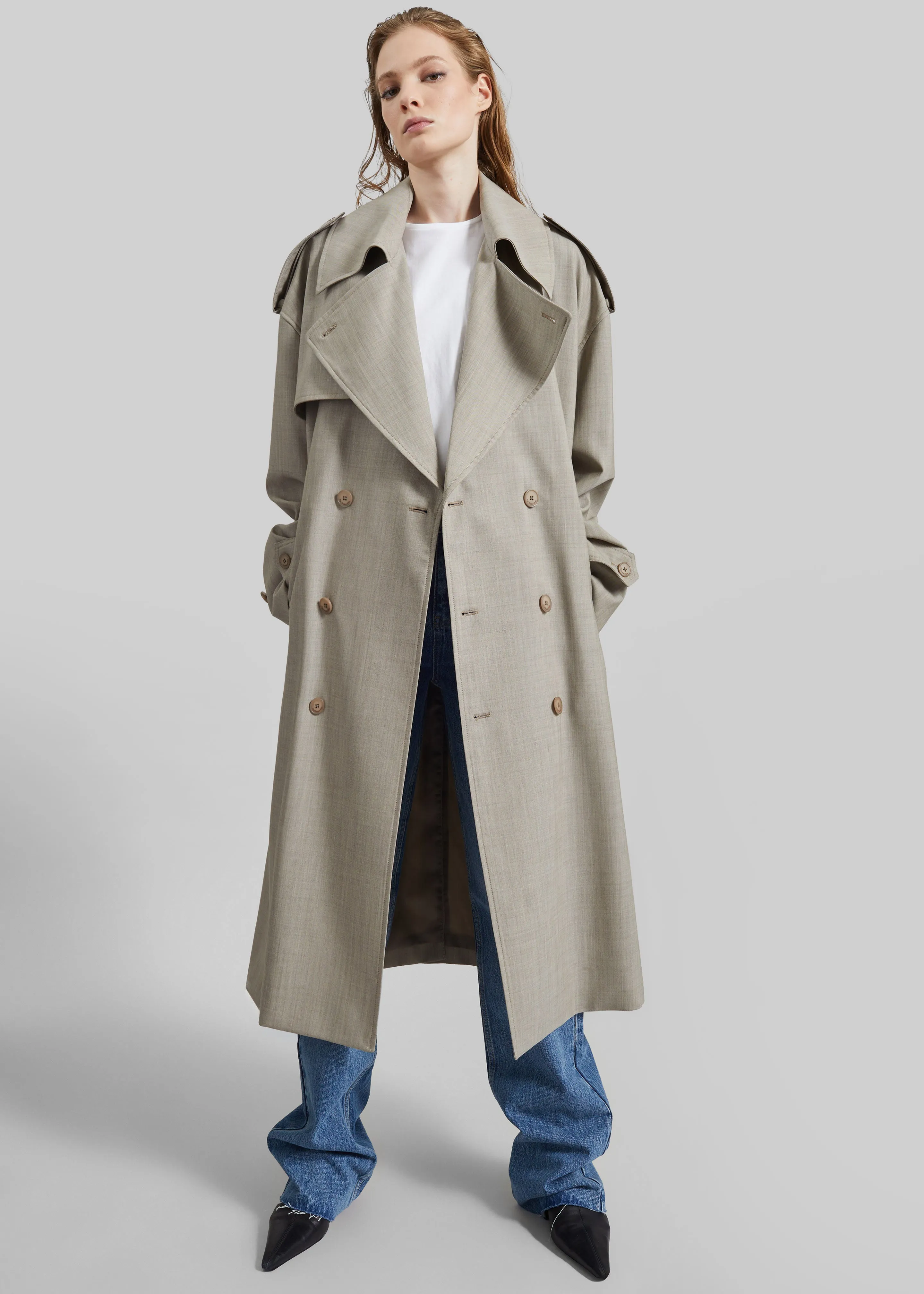 Dursley Oversized Trench Coat - Beige Melange sold by Frankie Shop