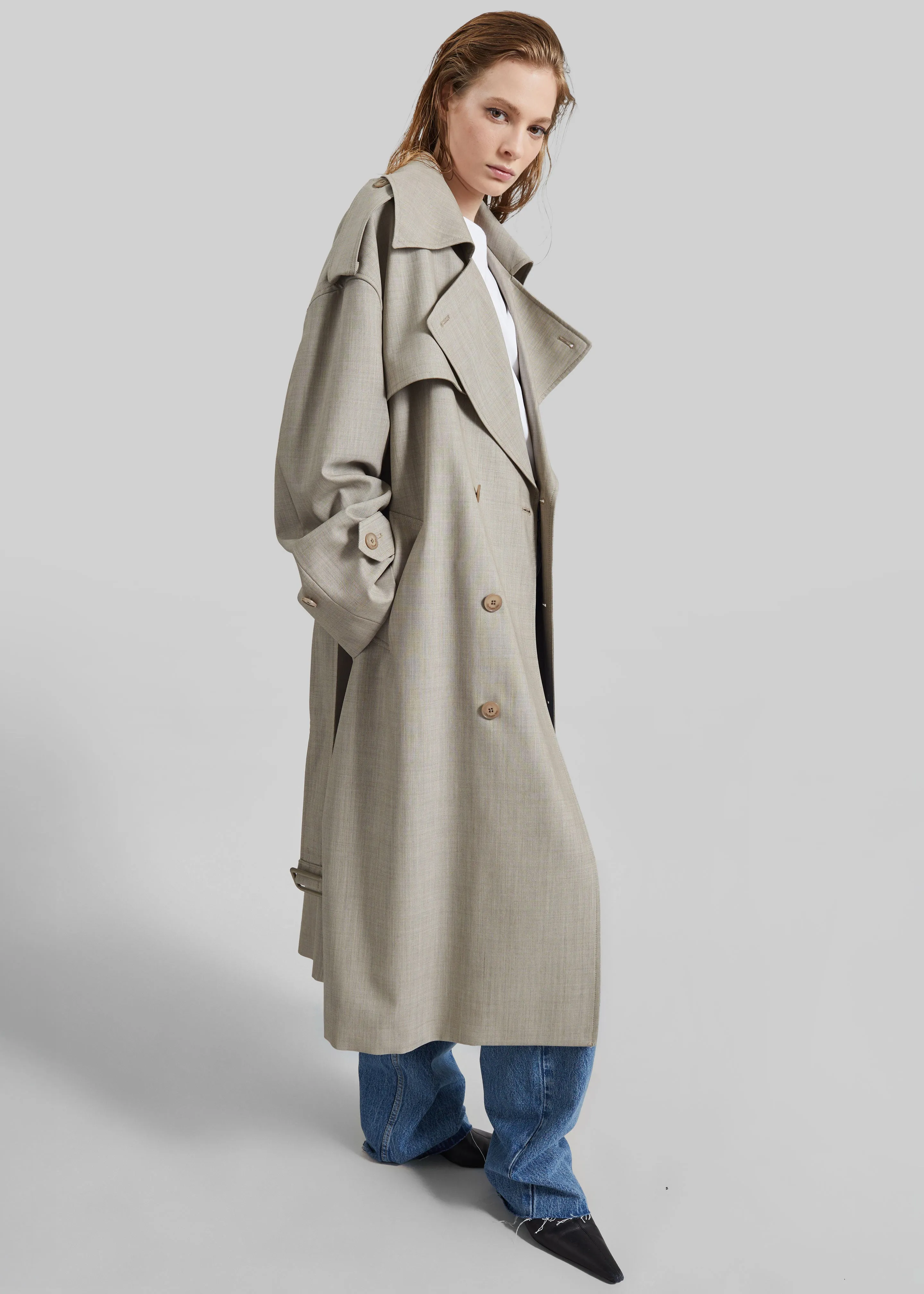 Dursley Oversized Trench Coat - Beige Melange sold by Frankie Shop product image thumbnail 3
