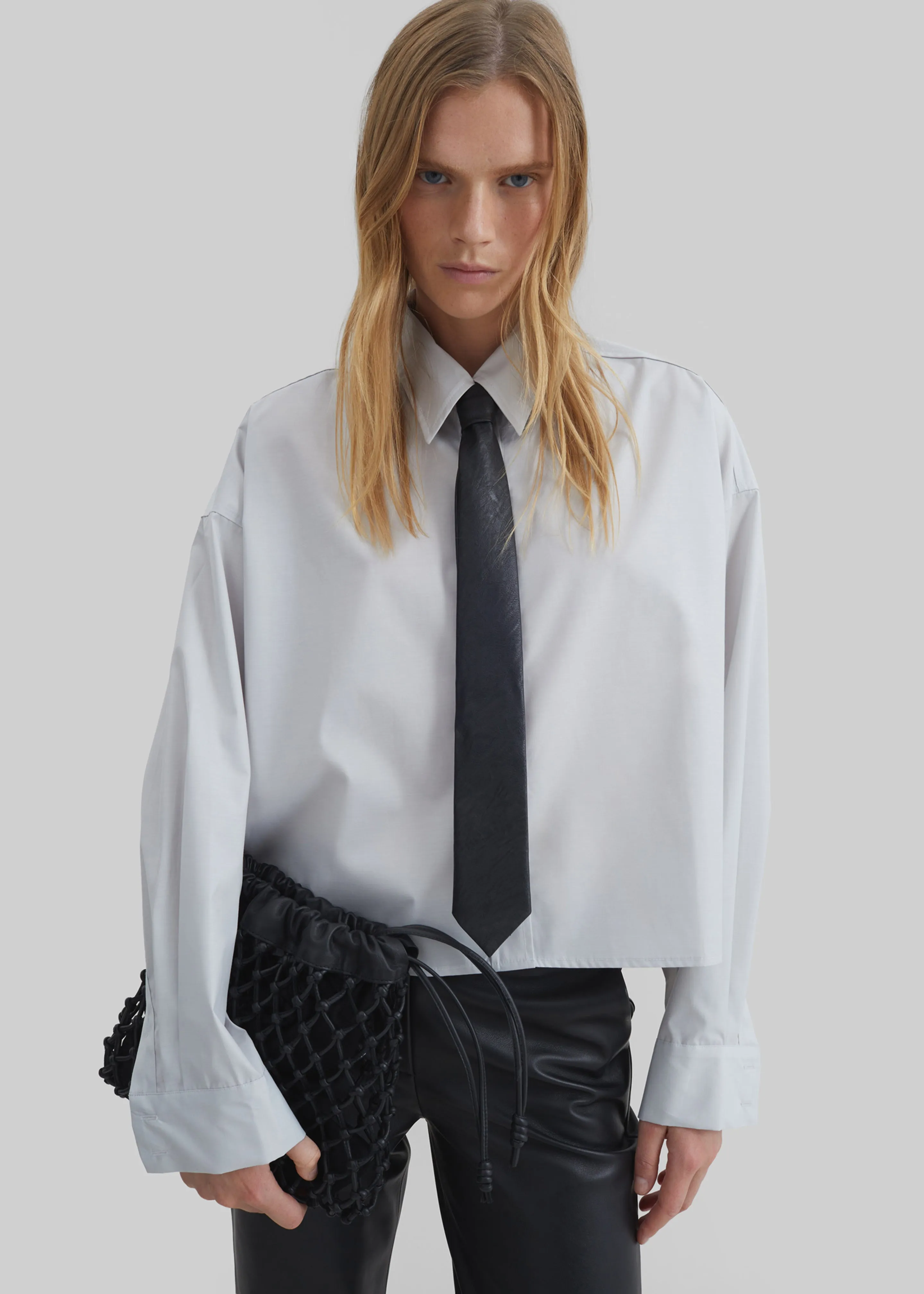 Arlen Cotton Boxy Shirt - Slate Grey sold by Frankie Shop