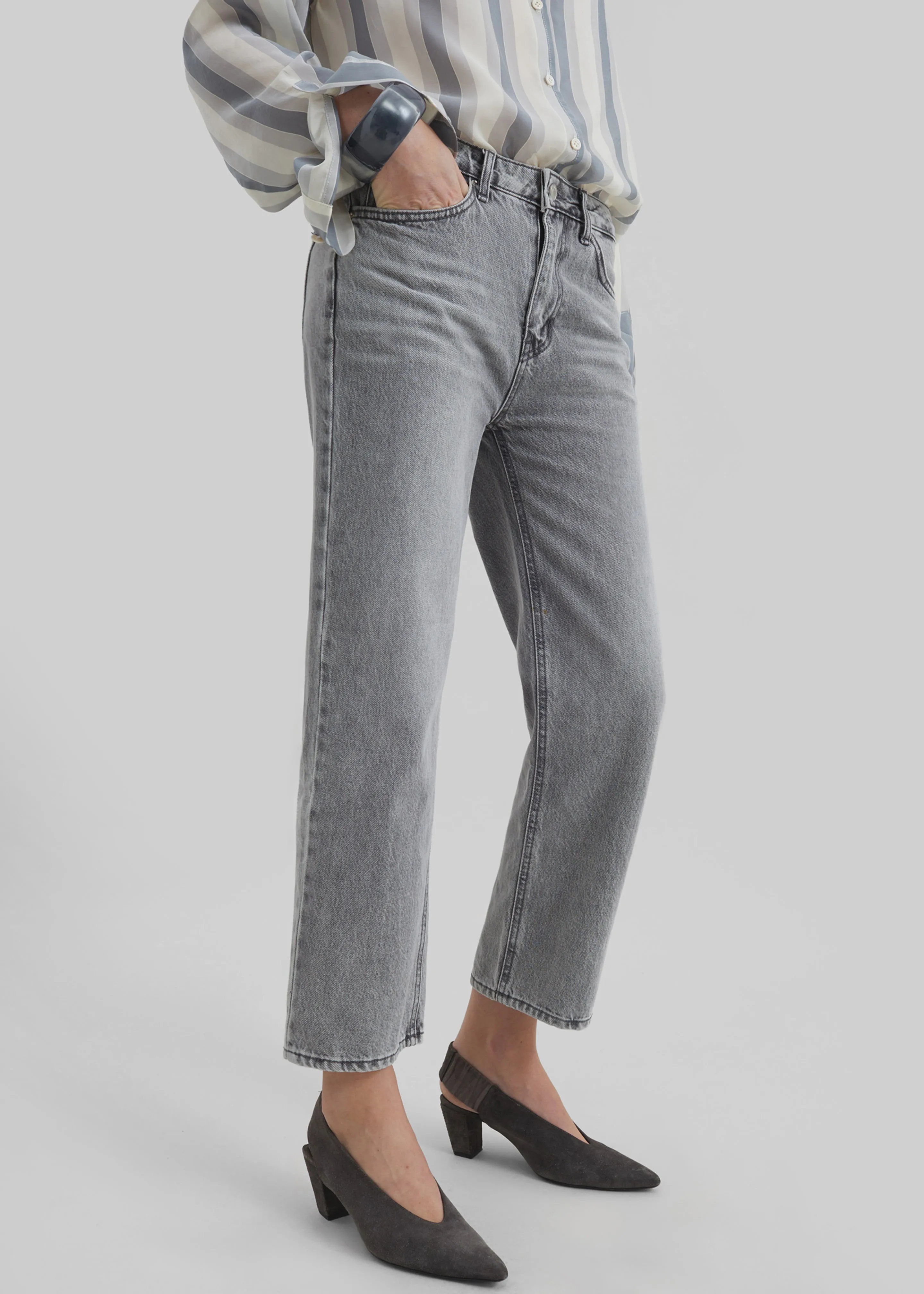 Cig Straight Jeans - Grey Wash sold by Frankie Shop