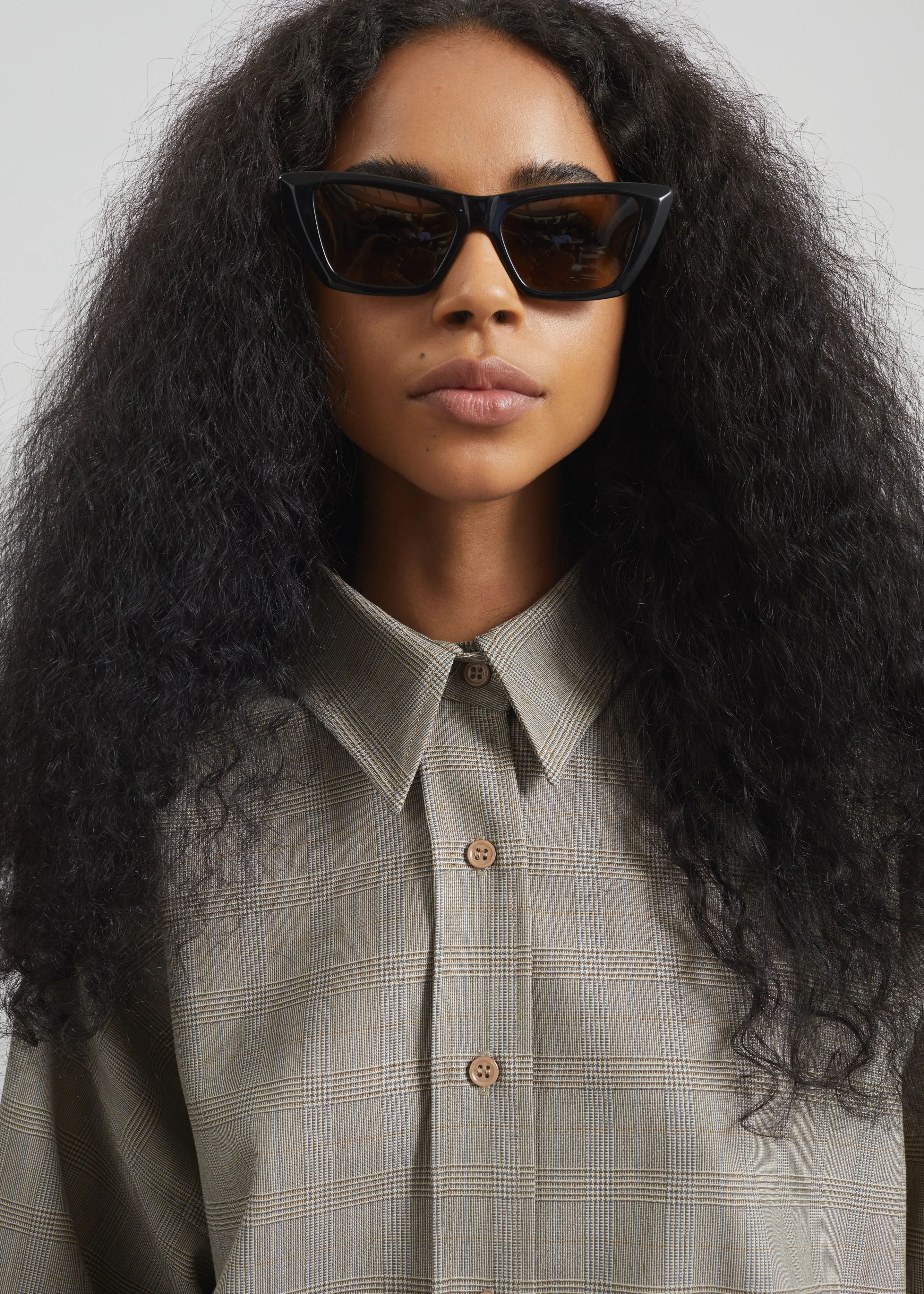 Arlen Boxy Shirt - Beige Glen Plaid sold by Frankie Shop product image thumbnail 3