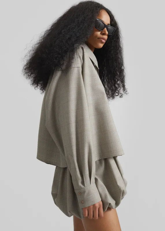 Arlen Boxy Shirt - Beige Glen Plaid made by Frankie Shop