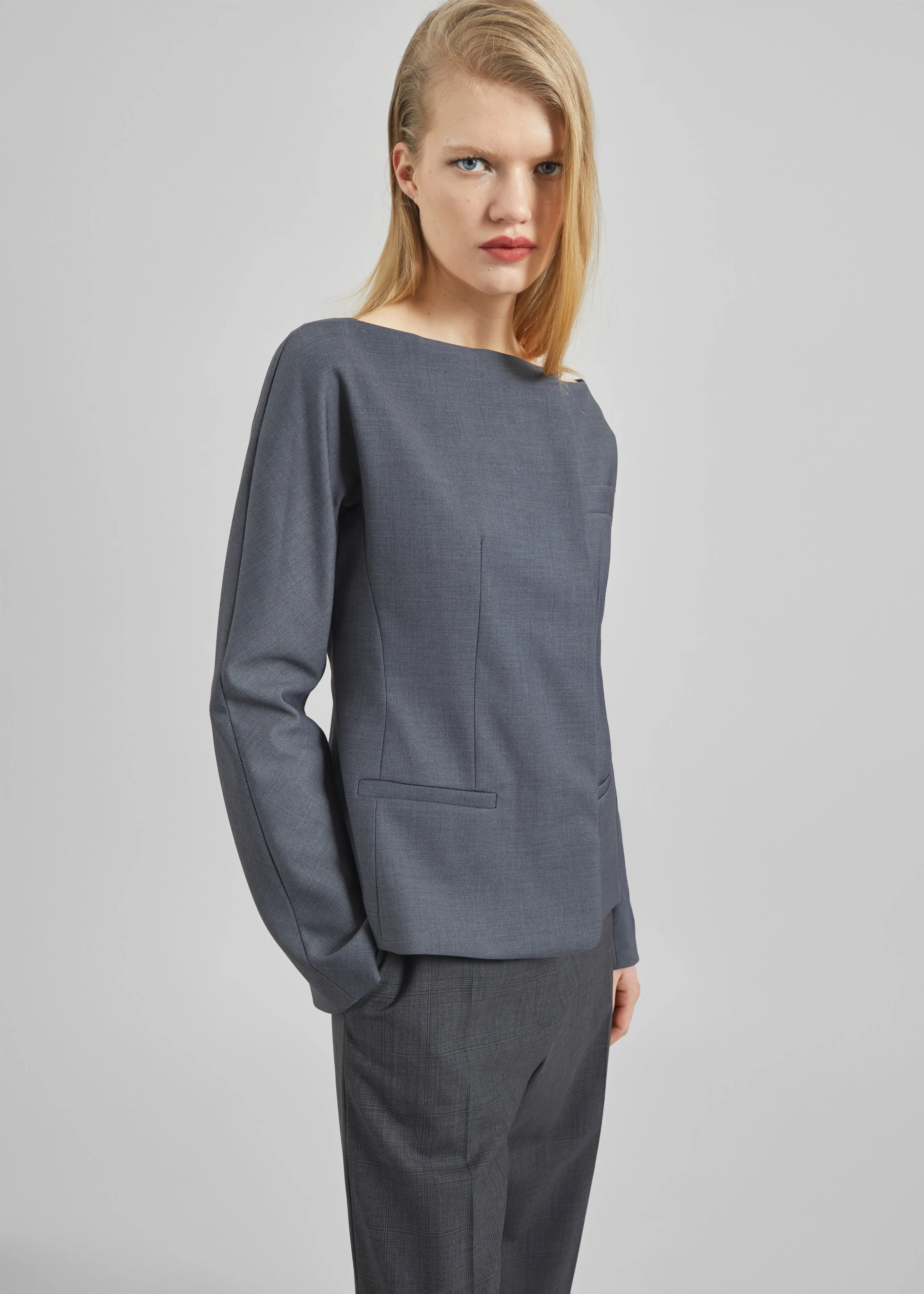 Troense Boatneck Tailored Blazer - Grey sold by Frankie Shop product image thumbnail 2