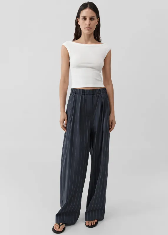 St. Agni Stripe Relaxed Pleat Pants - Ink Stripe sold by Frankie Shop