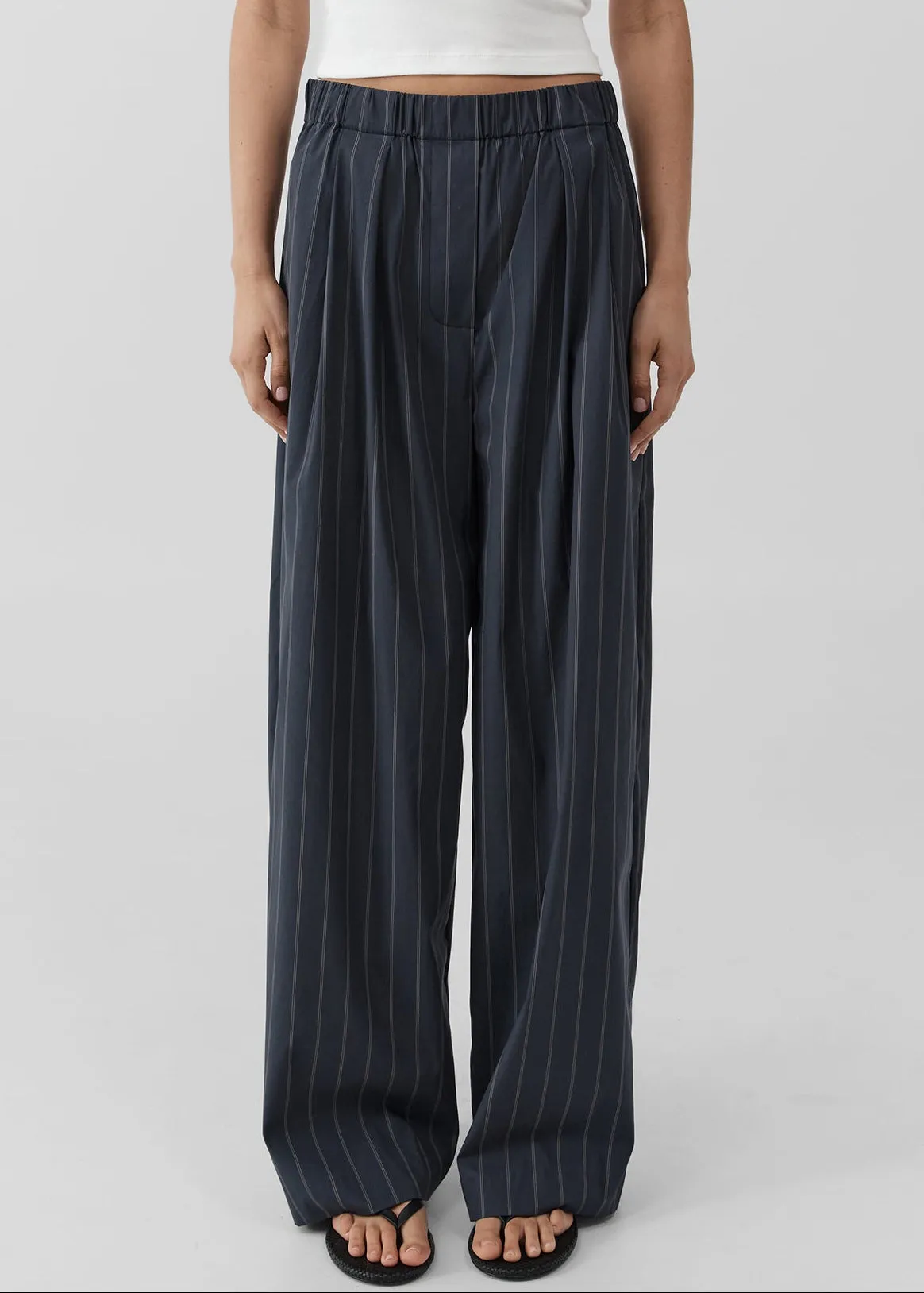 St. Agni Stripe Relaxed Pleat Pants - Ink Stripe sold by Frankie Shop product image thumbnail 2