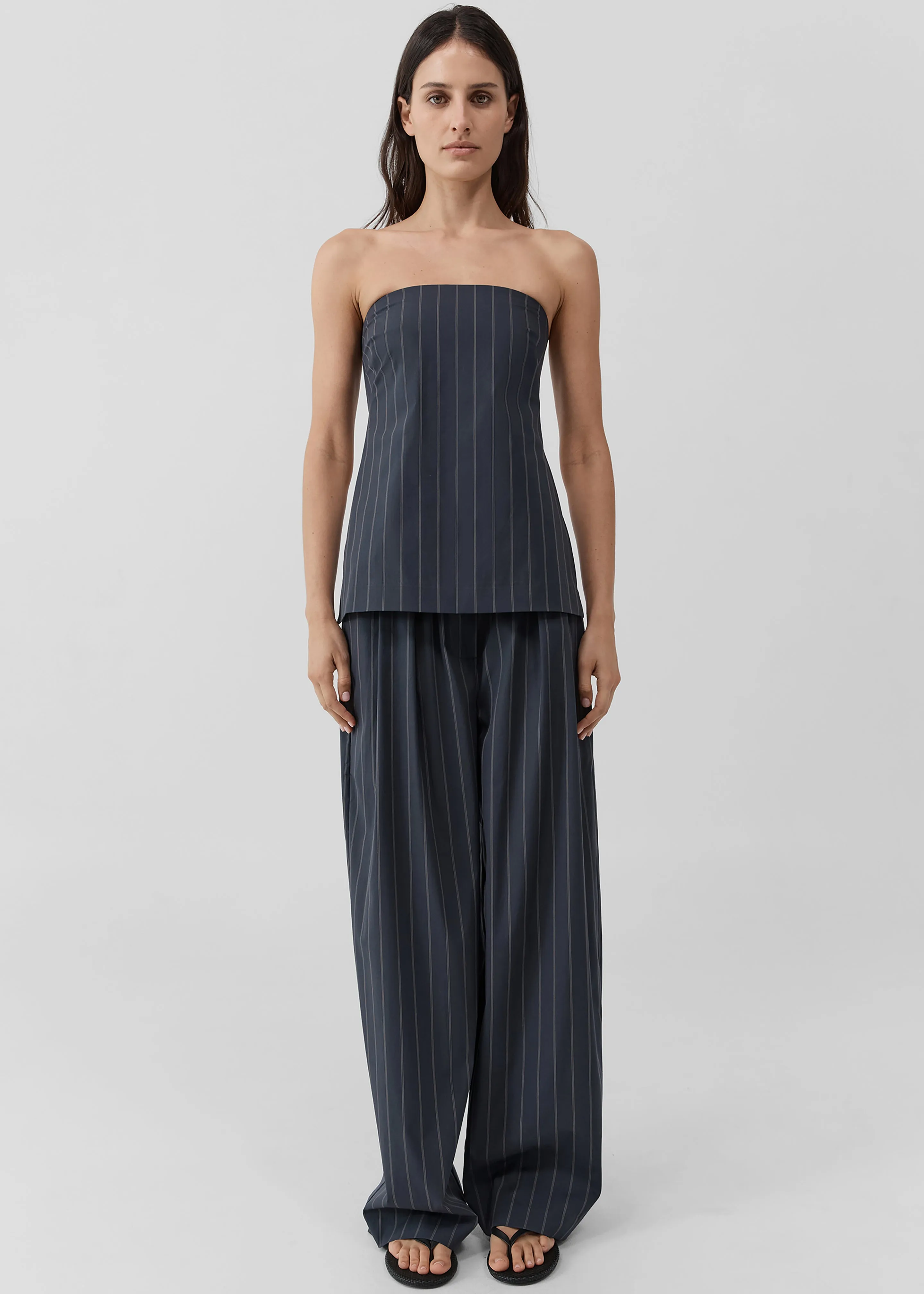St. Agni Stripe Relaxed Pleat Pants - Ink Stripe sold by Frankie Shop product image thumbnail 3