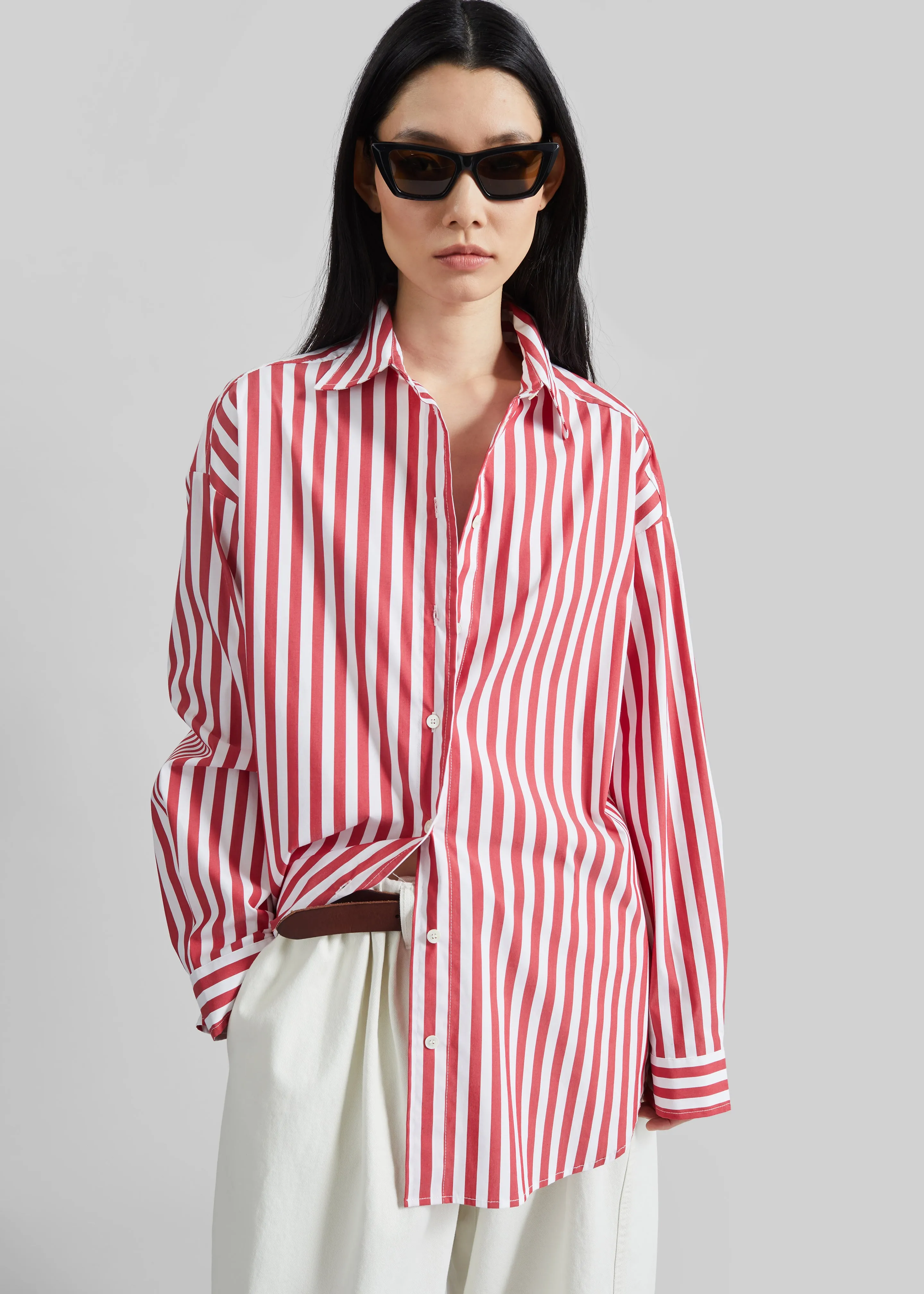 Sylvia Oxford Shirt - White/Red Stripe sold by Frankie Shop product image thumbnail 3