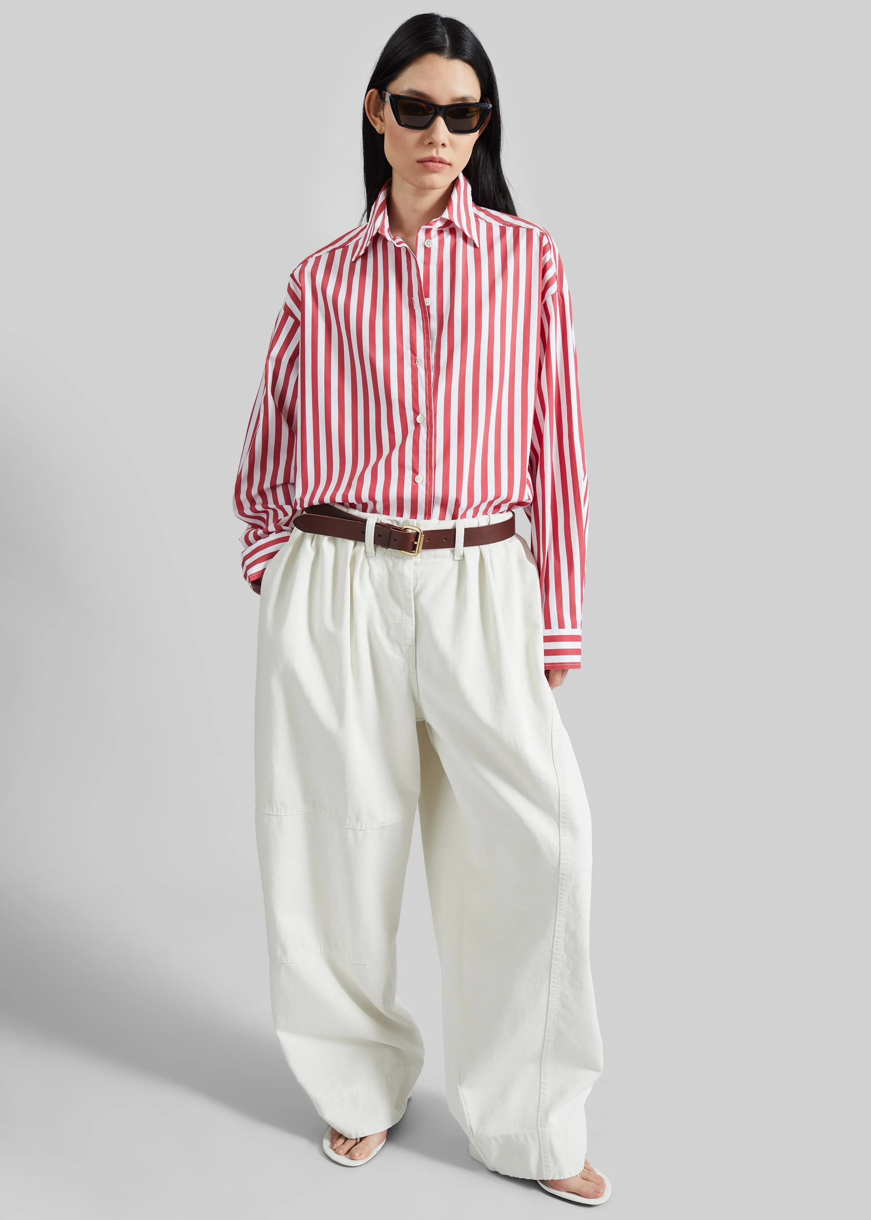 Sylvia Oxford Shirt - White/Red Stripe sold by Frankie Shop product image thumbnail 5