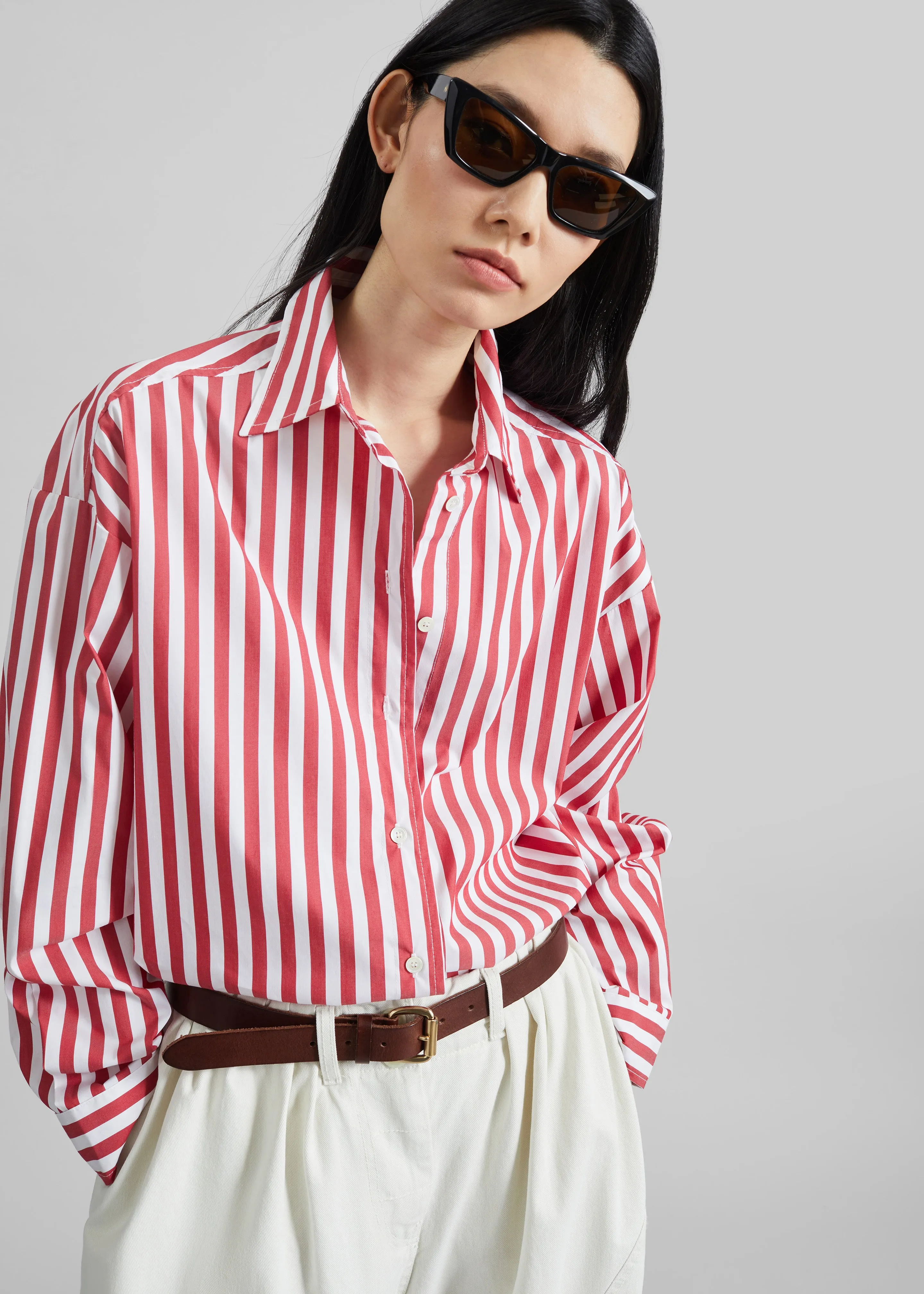 Sylvia Oxford Shirt - White/Red Stripe sold by Frankie Shop product image thumbnail 2