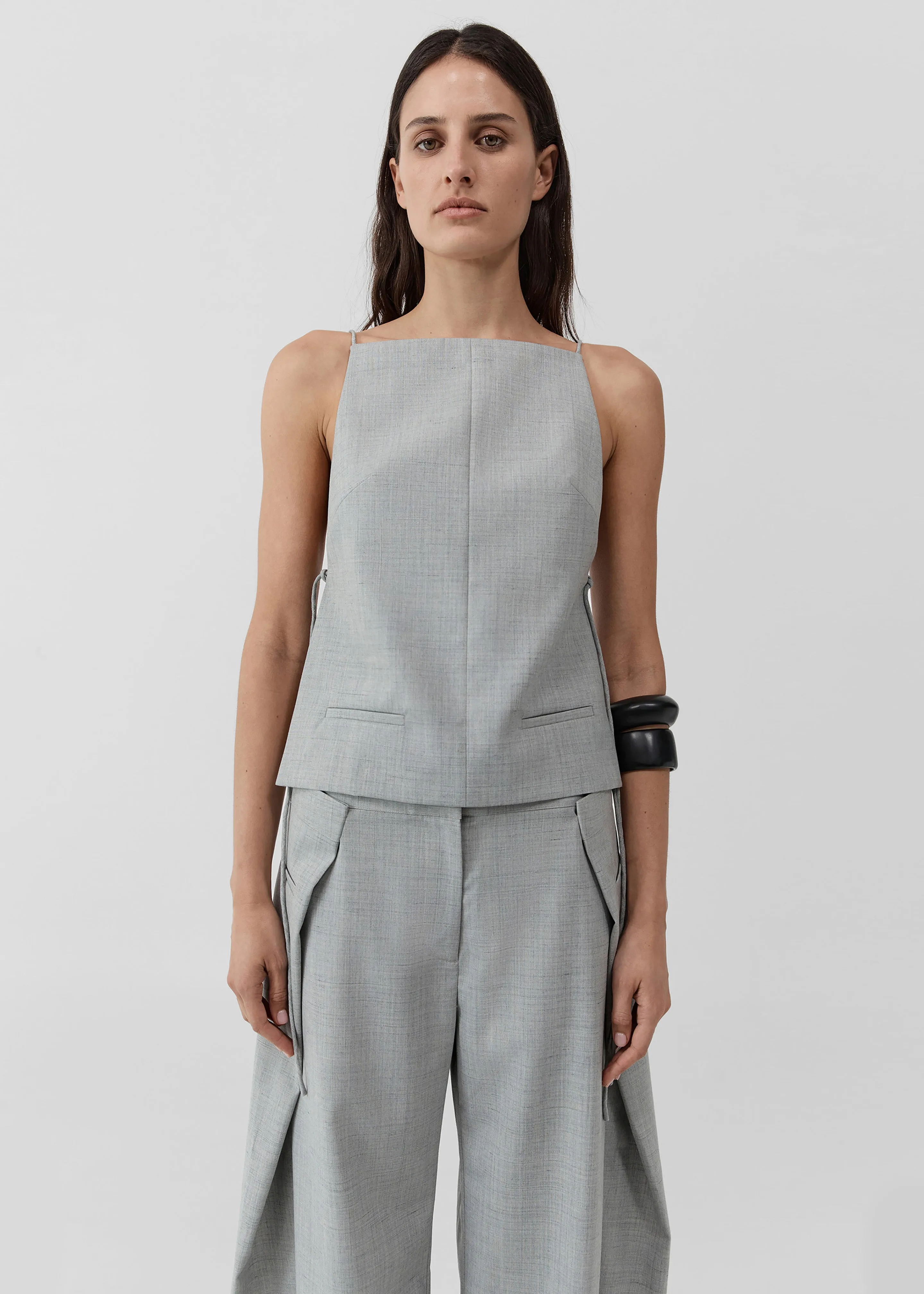 St. Agni Square Side Tie Top - Concrete sold by Frankie Shop