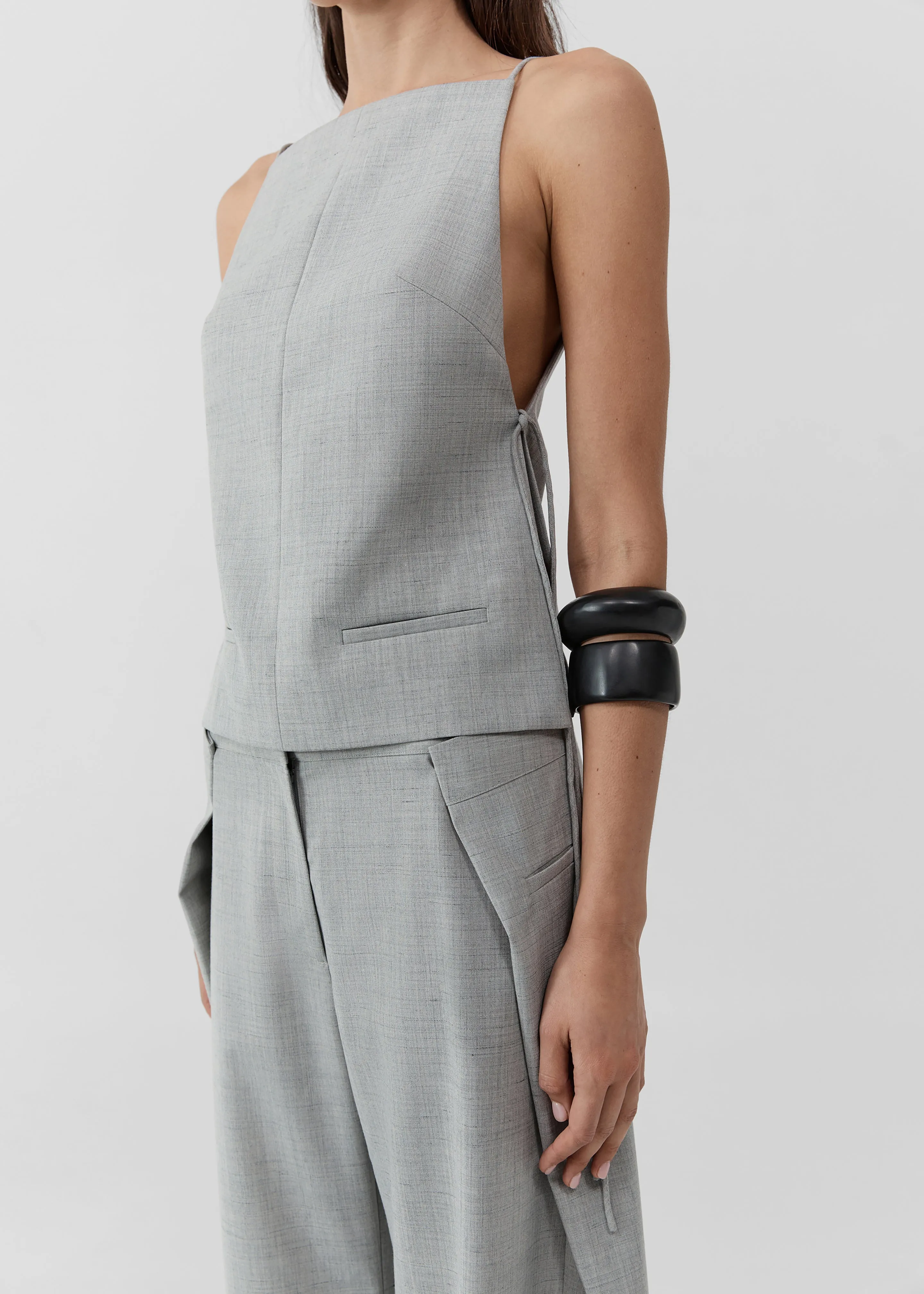 St. Agni Square Side Tie Top - Concrete sold by Frankie Shop product image thumbnail 2