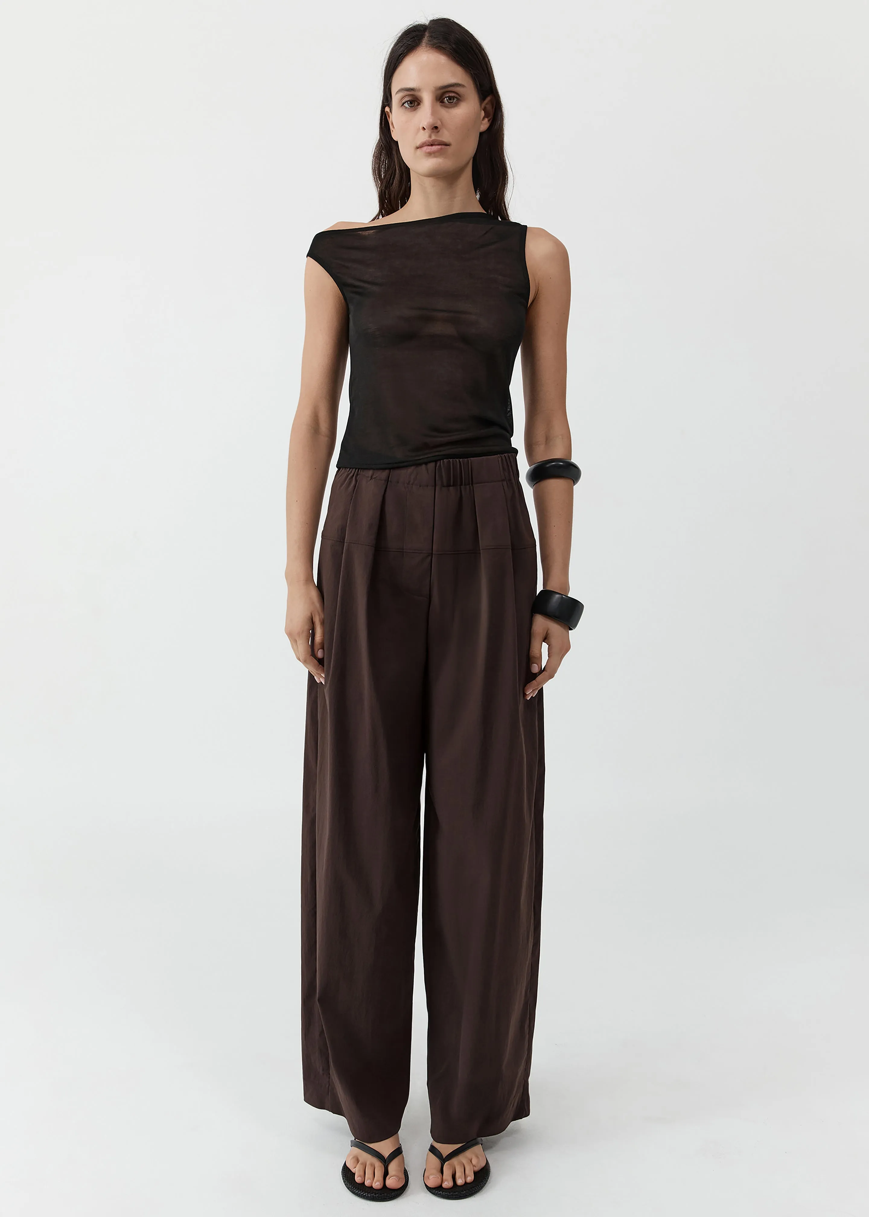 St. Agni Relaxed Pleat Pants - Bark sold by Frankie Shop