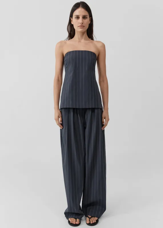 St. Agni Strapless Rouleau Tie Top - Ink Stripe made by St. Agni