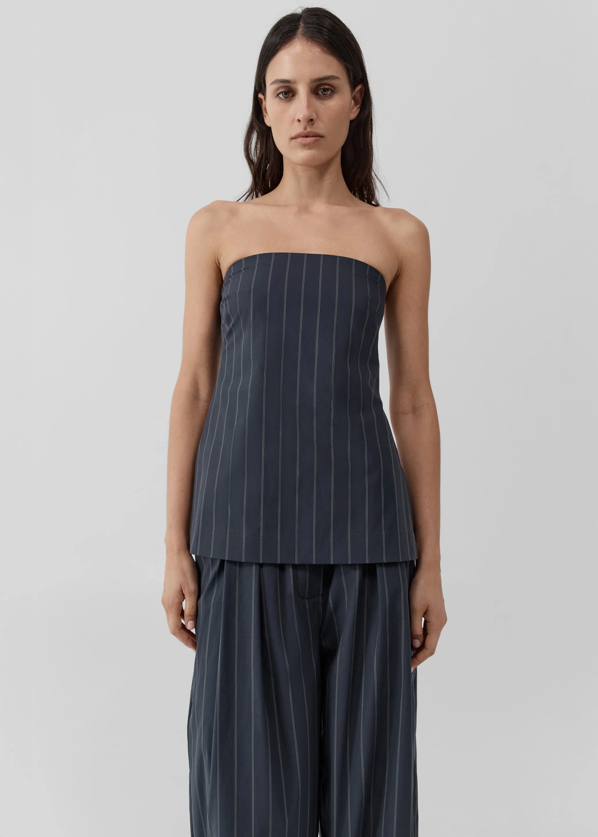 St. Agni Strapless Rouleau Tie Top - Ink Stripe sold by Frankie Shop product image thumbnail 2