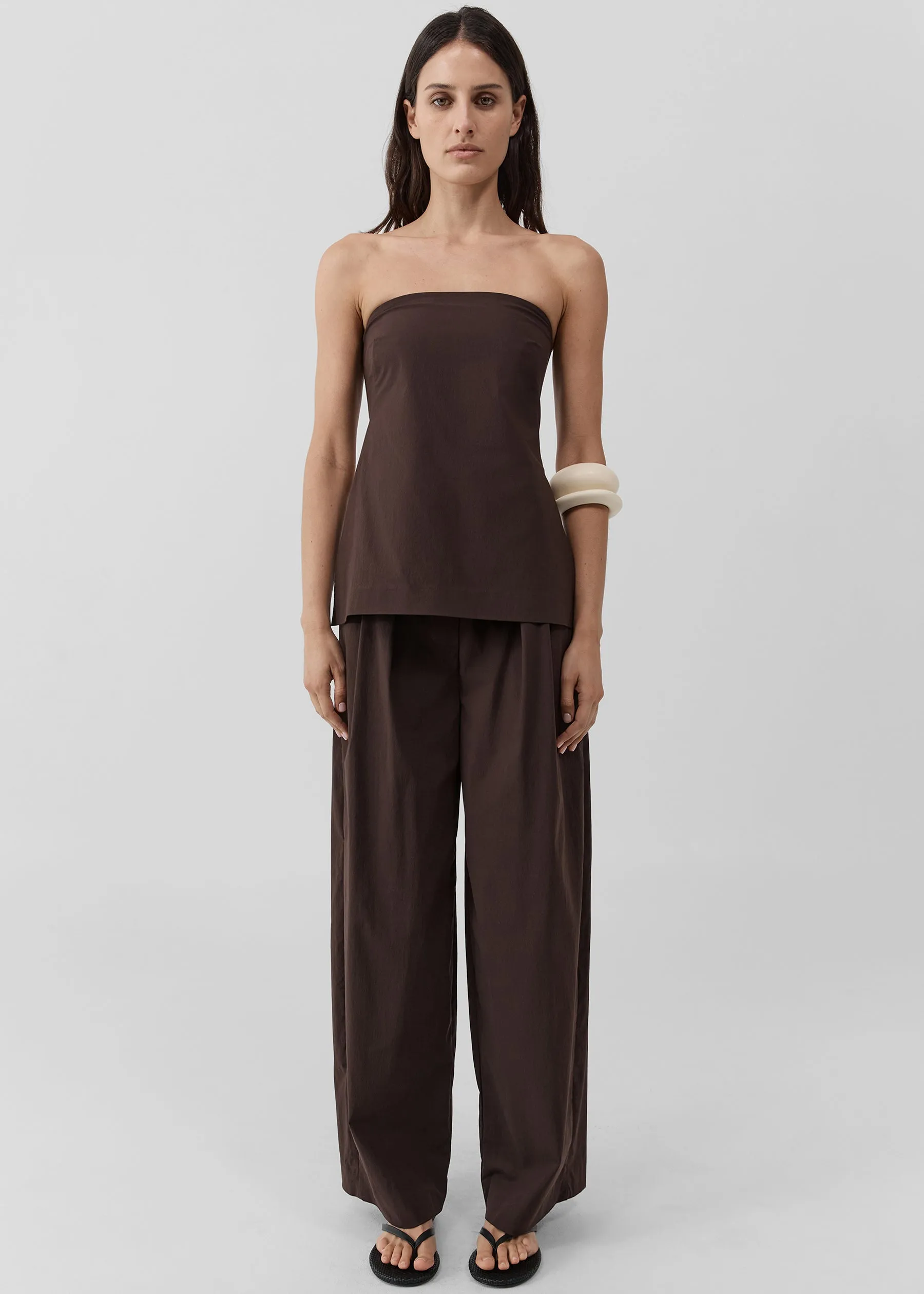 St. Agni Strapless Rouleau Tie Top - Bark sold by Frankie Shop product image thumbnail 3