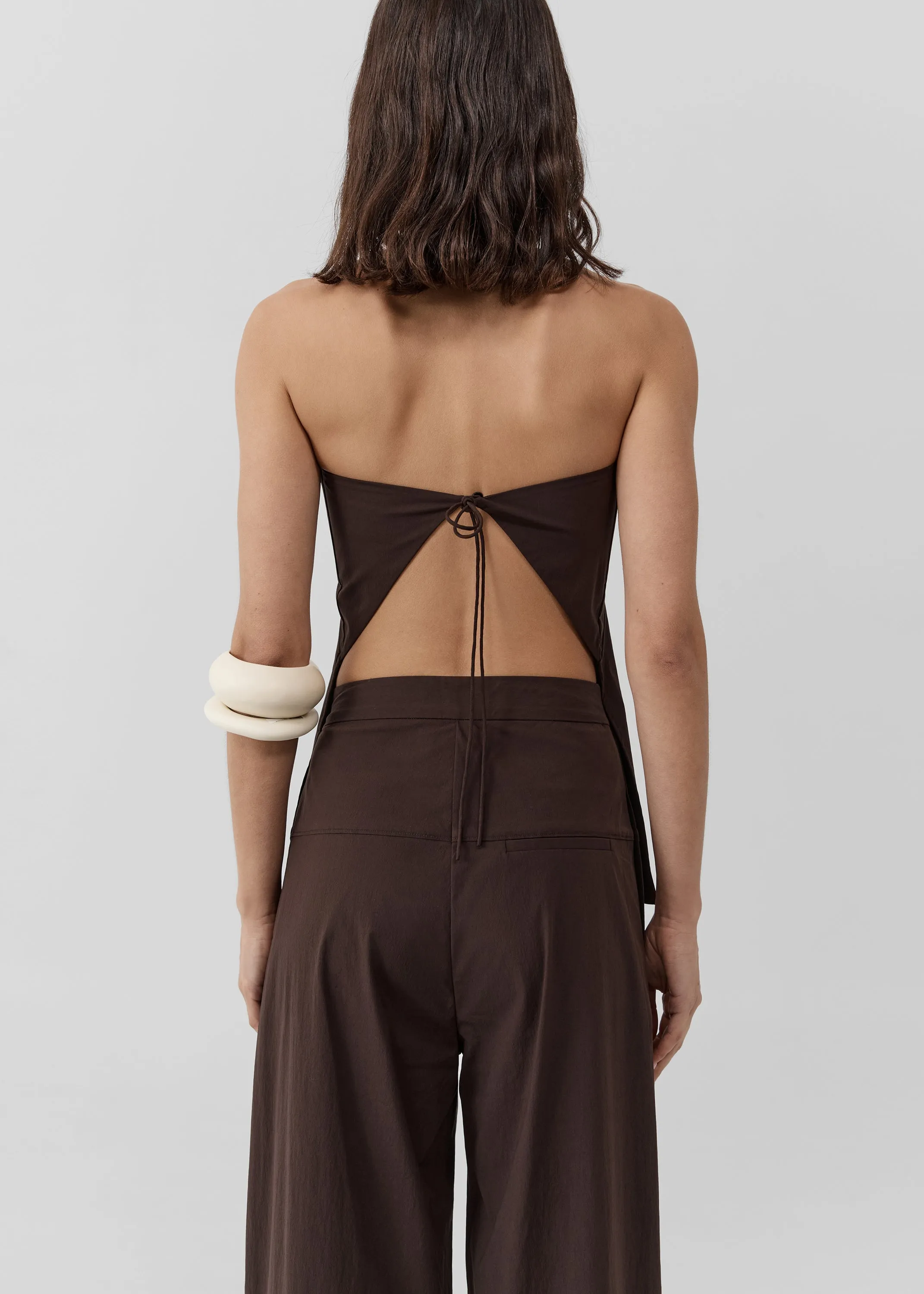 St. Agni Strapless Rouleau Tie Top - Bark sold by Frankie Shop product image thumbnail 2