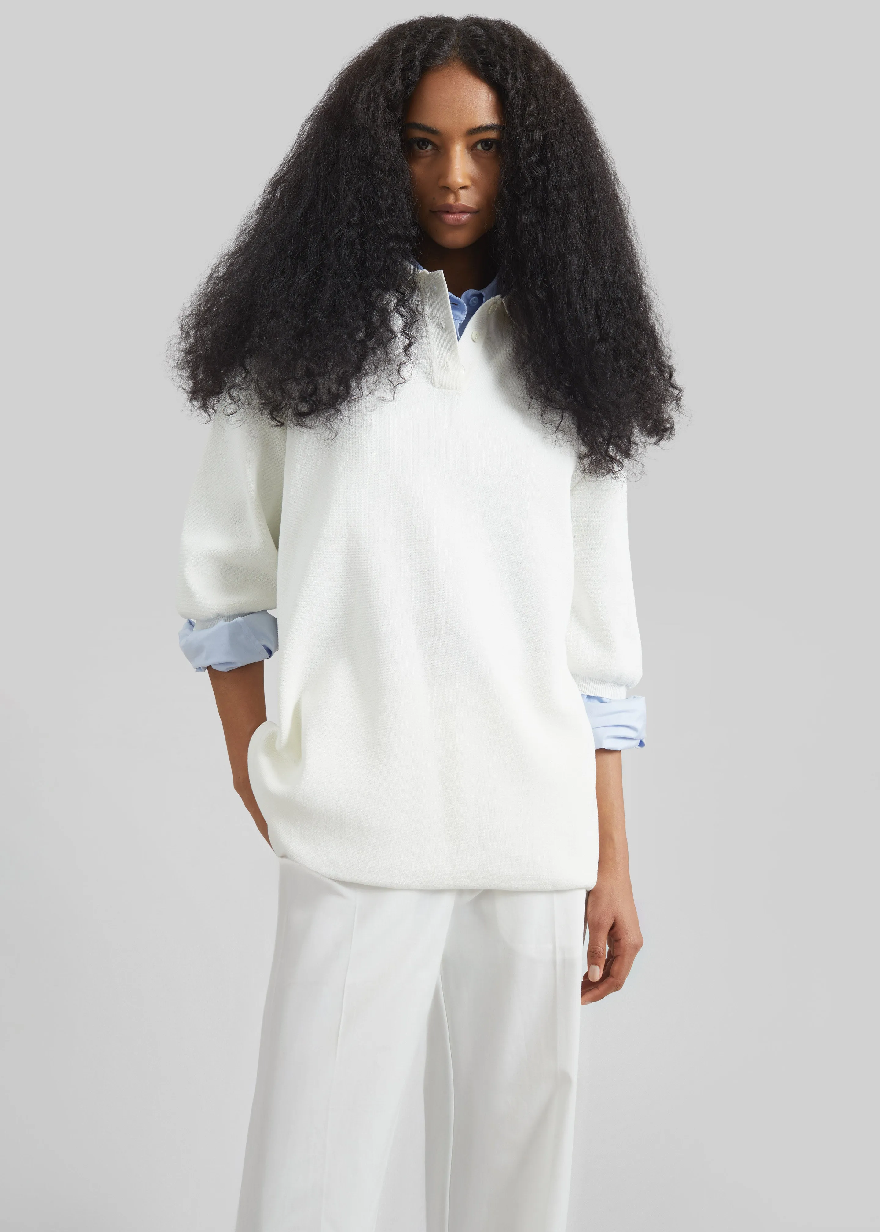 Nola Knit Polo Top - White sold by Frankie Shop product image thumbnail 2