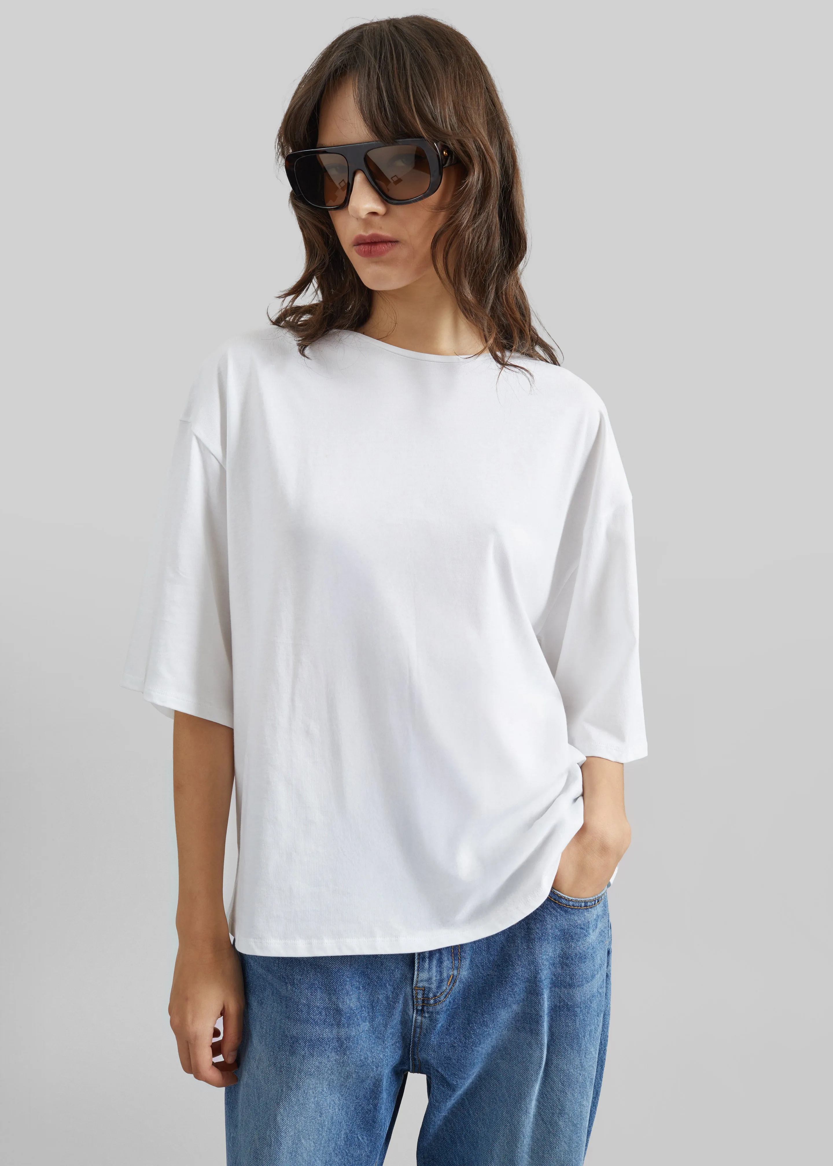 Loulou de Saison Osis Oversized T-Shirt - White sold by Frankie Shop product image thumbnail 4